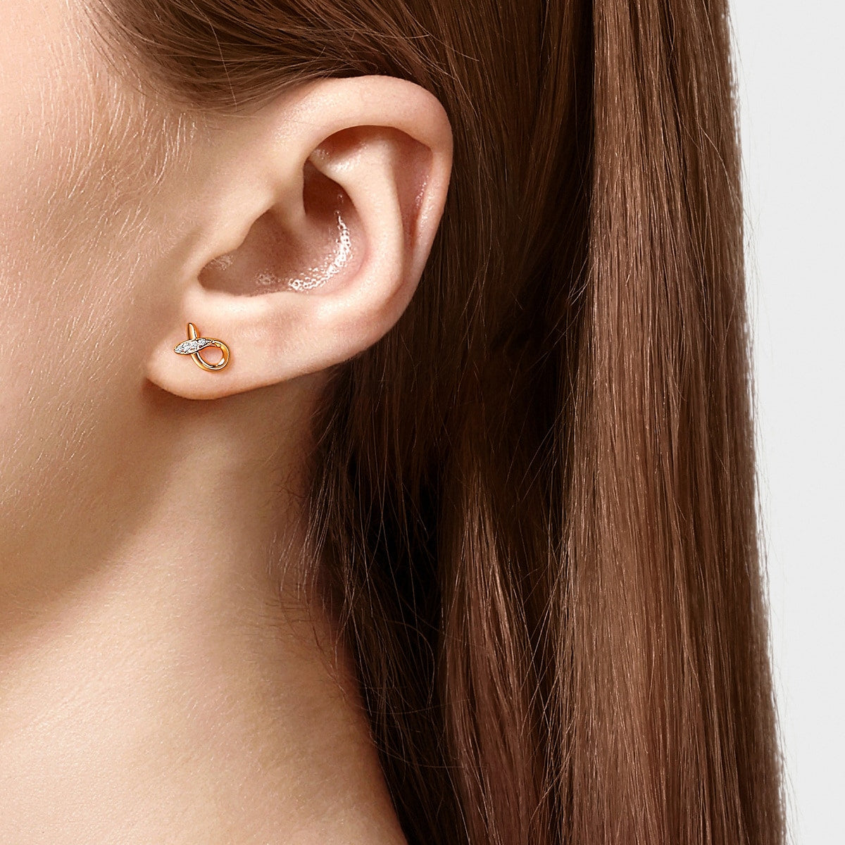 18K/750 Gold (Rose) Diamond Single Earring