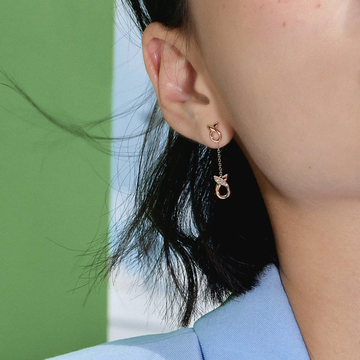 Seedling' 18K Rose Gold Diamond Single Earring