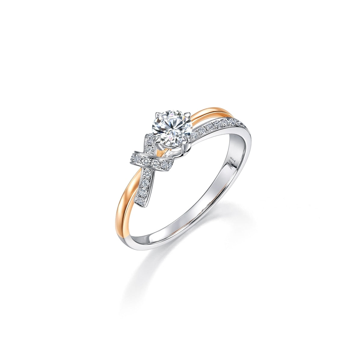 Love Knot' 18K White & Red Gold Diamond Ring