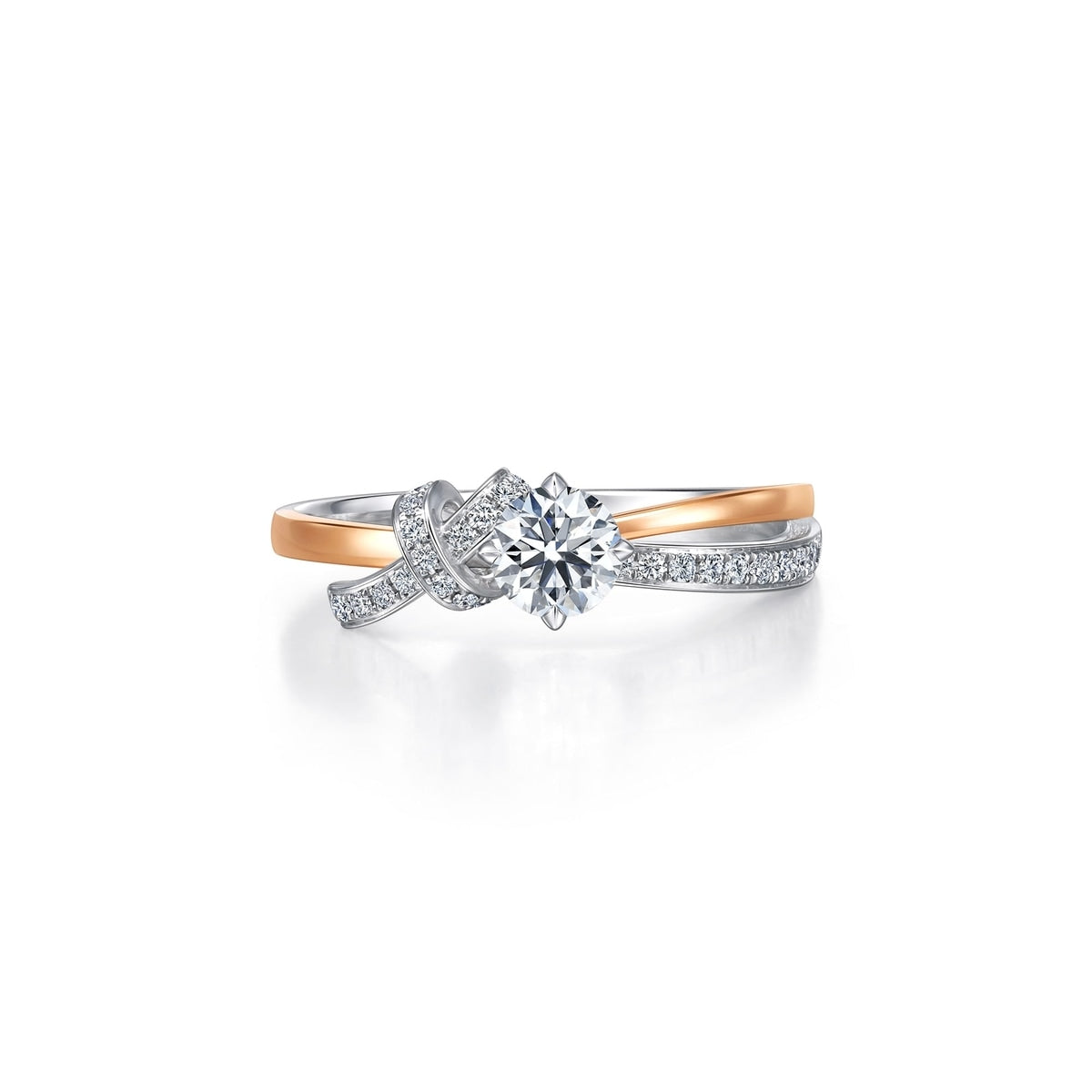 Love Knot' 18K White & Red Gold Diamond Ring