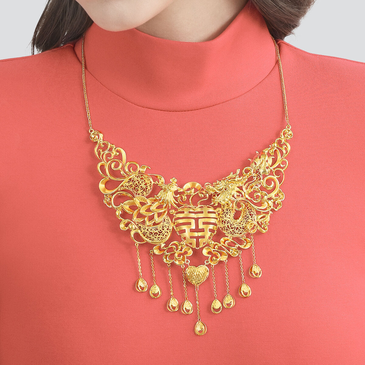 Dragon & Phoenix' 999 Gold Necklace