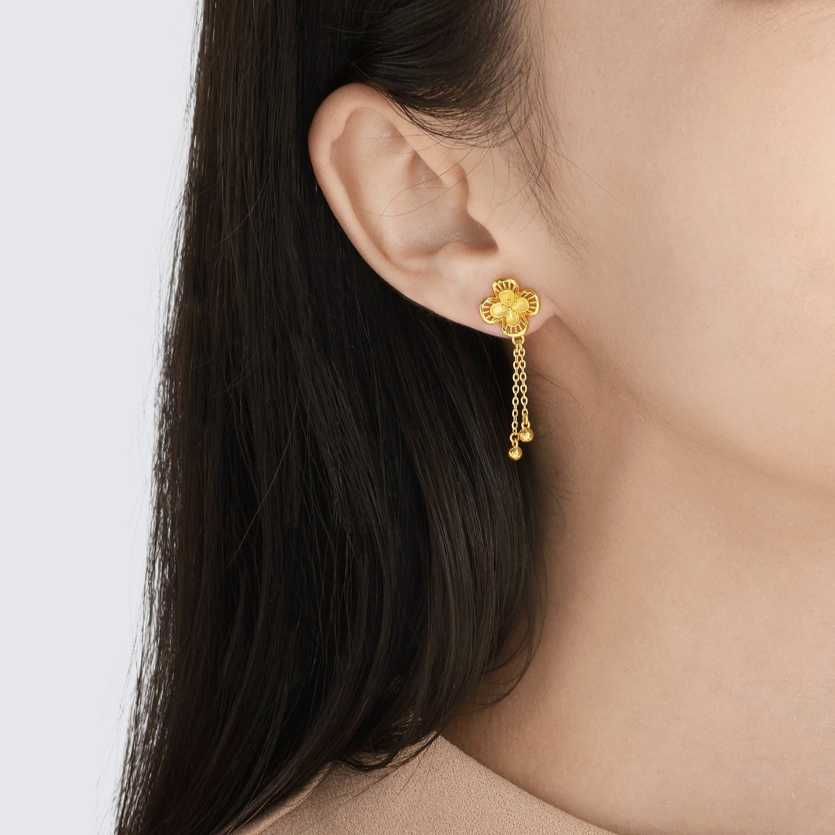 Floral' 999.9 Gold Earrings