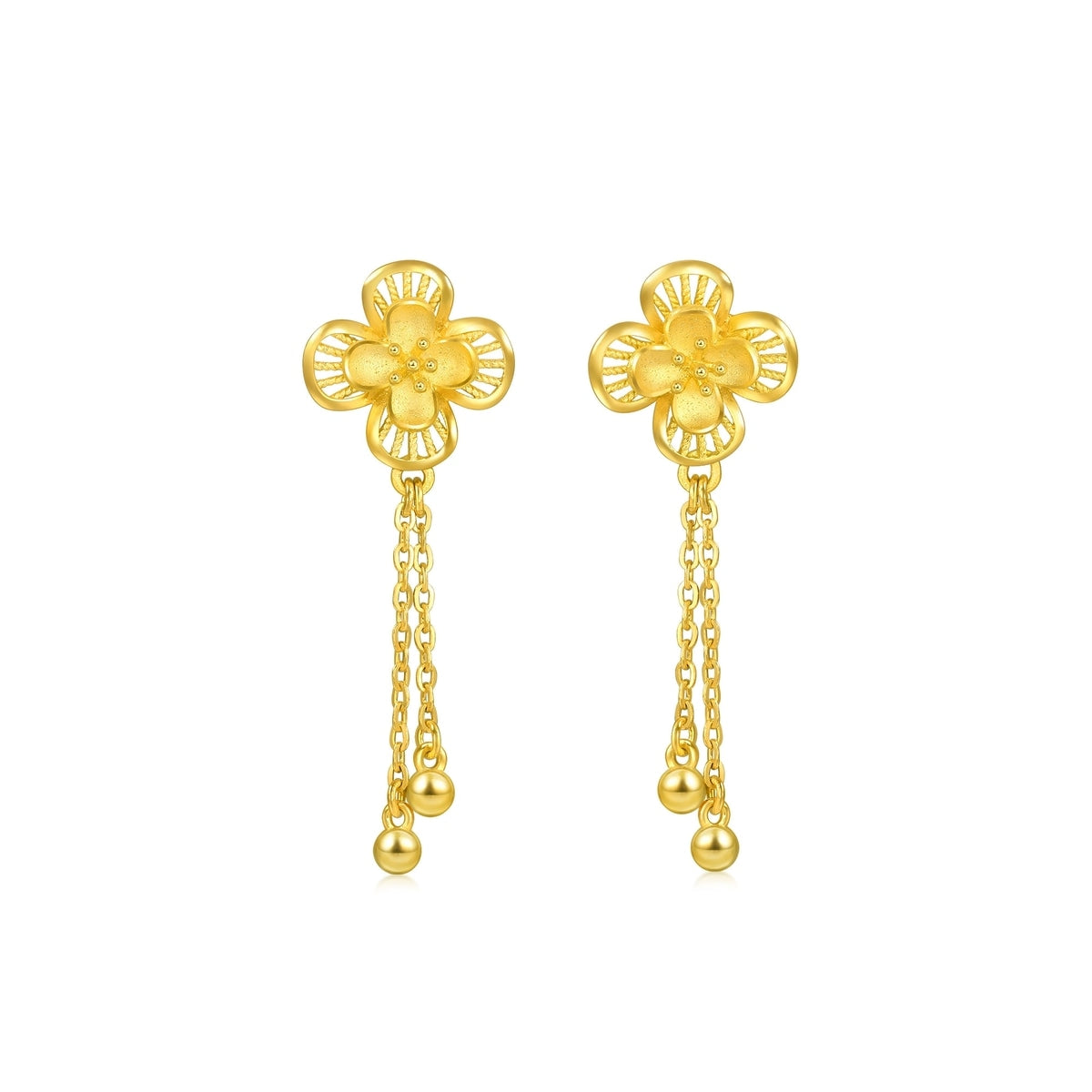 Floral' 999.9 Gold Earrings