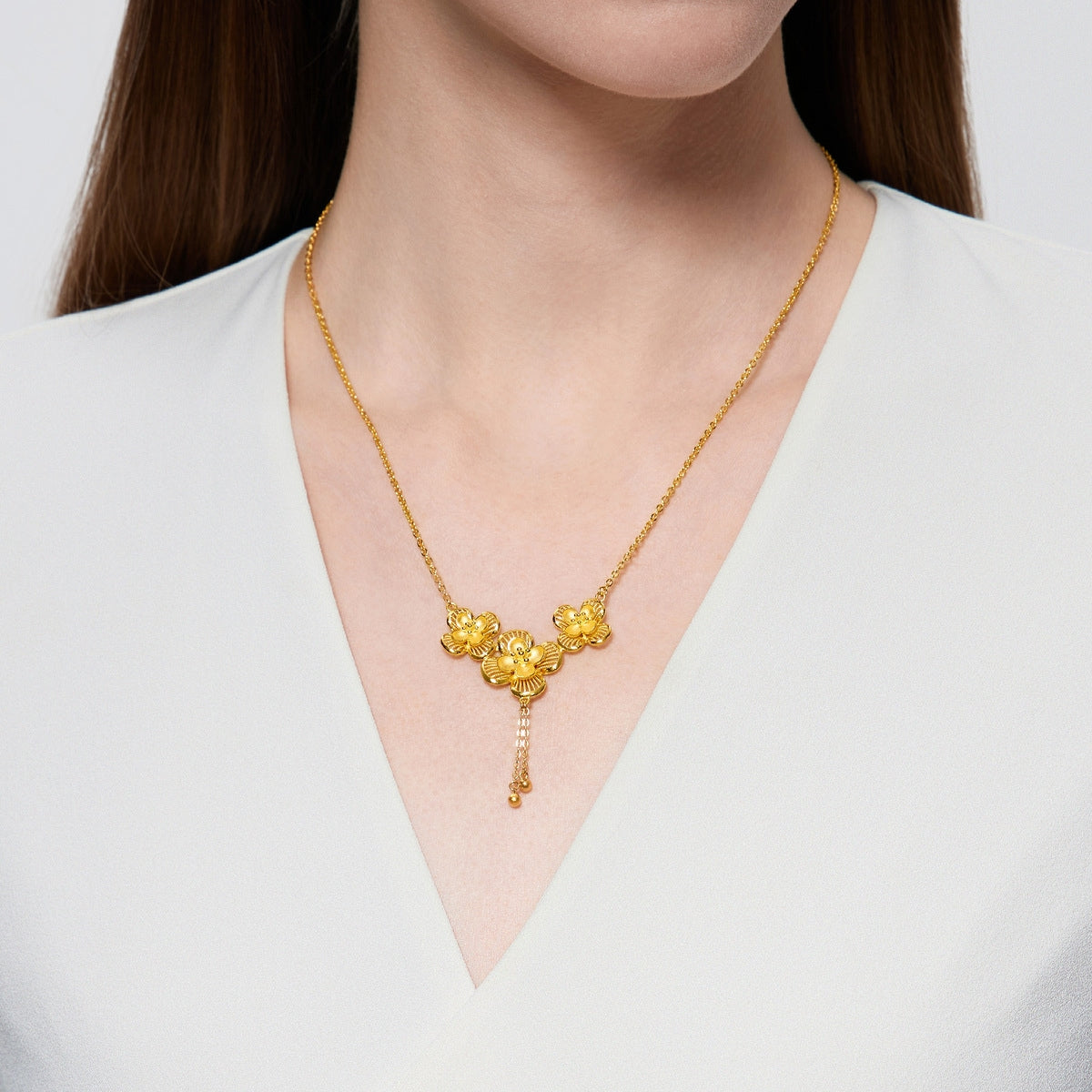 Chinese Wedding Collection 'Floral' 999.9 Gold Necklace
