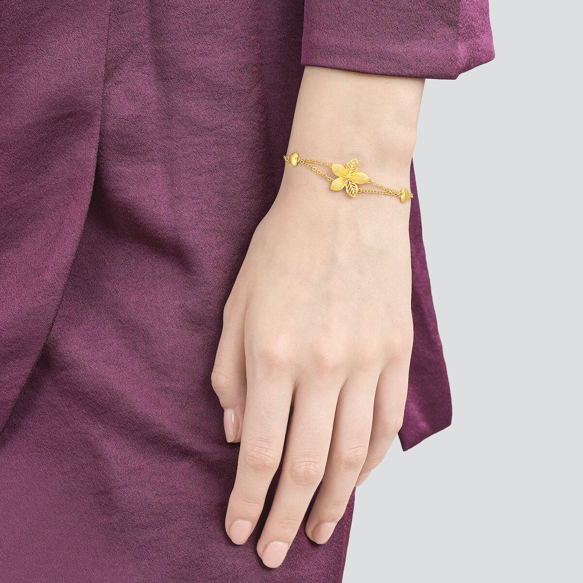 Chinese Wedding Collection 'Floral' 999.9 Gold Peach Blossom Bracelet