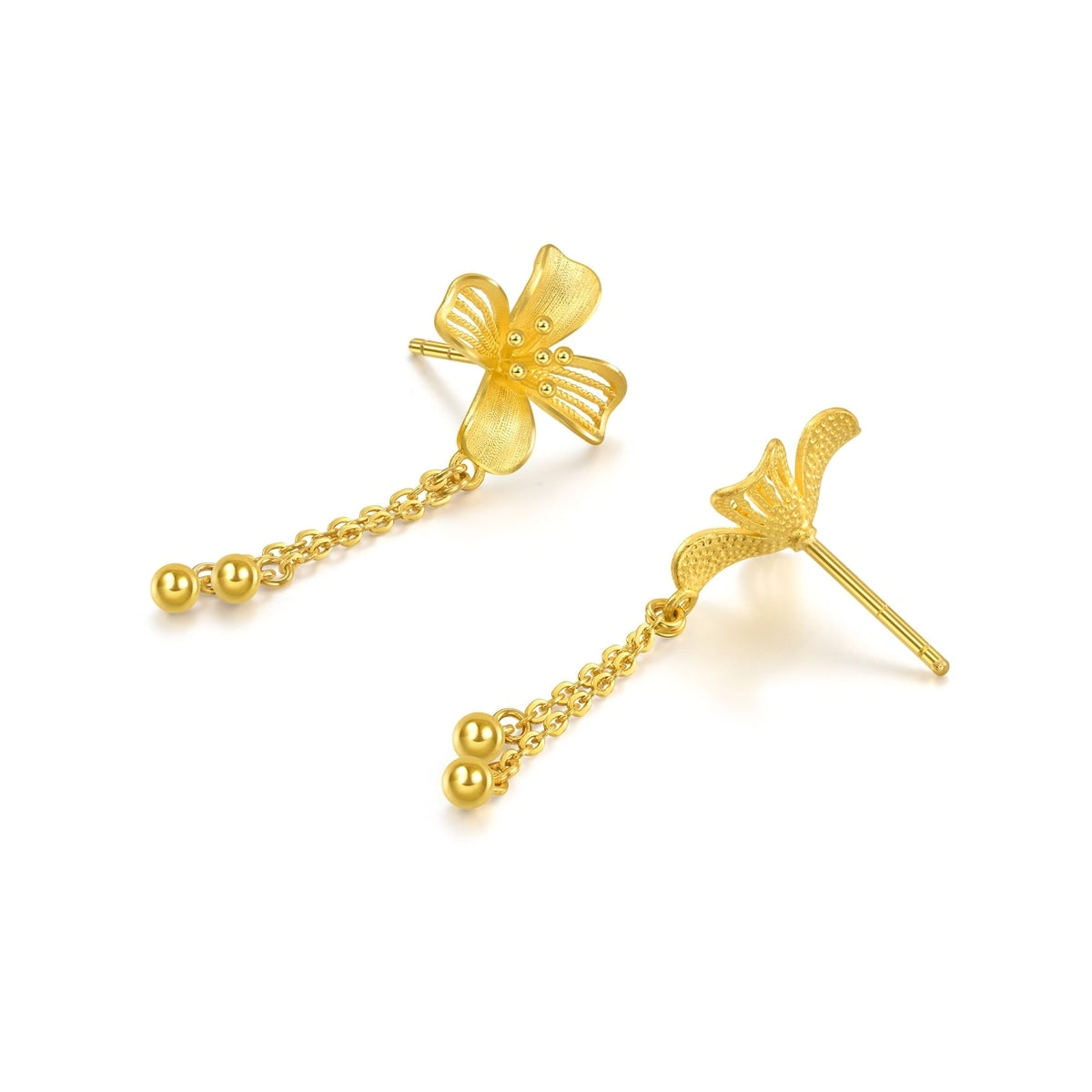 Floral' 999.9 Gold Earrings