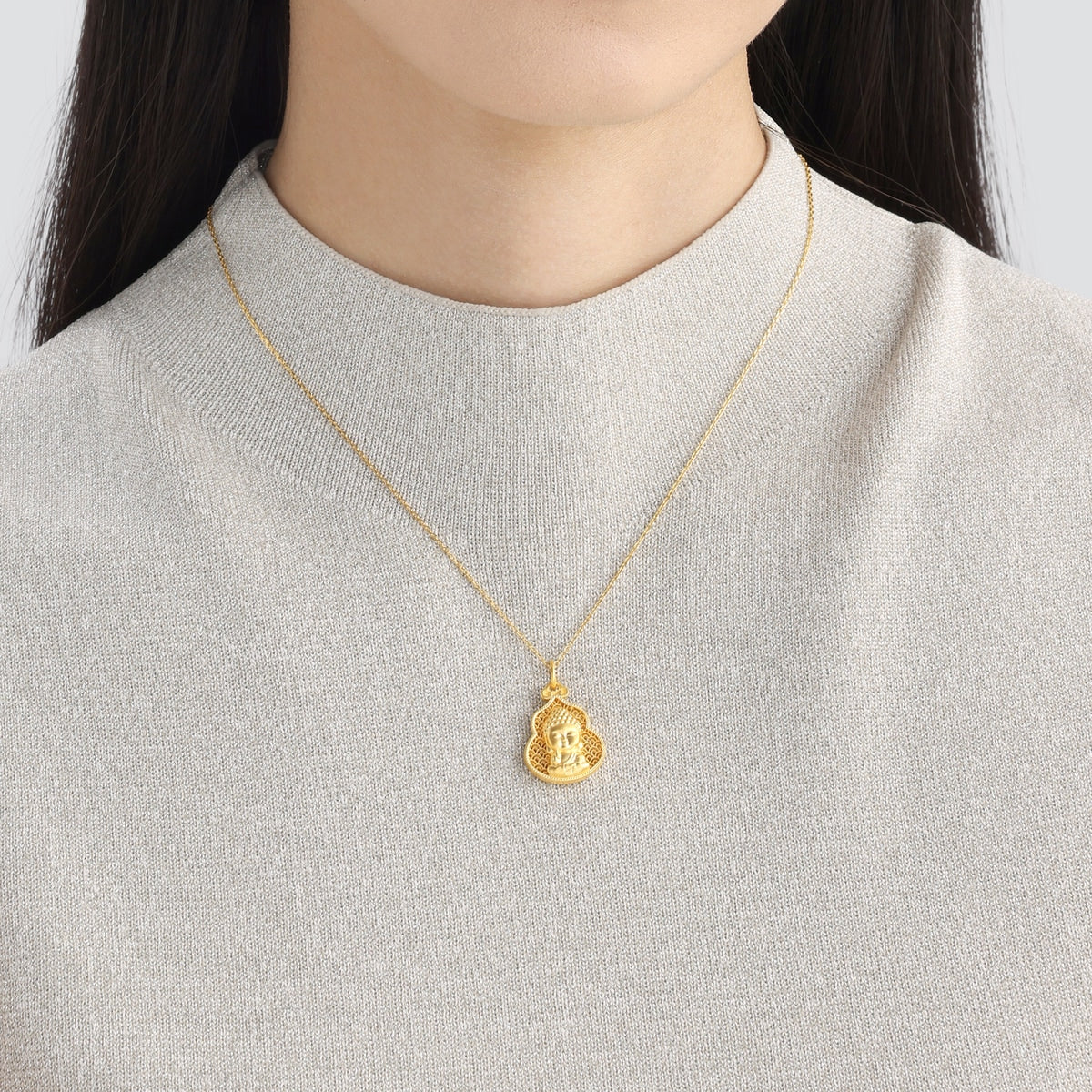 Fate with Buddha' 999.9 Gold Buddha Pendant