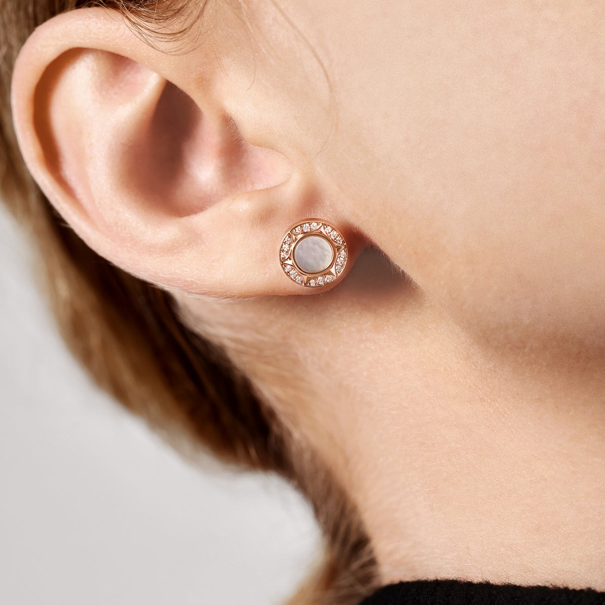 Timeless' 18K Rose Gold White Mother of Pearl Earrings