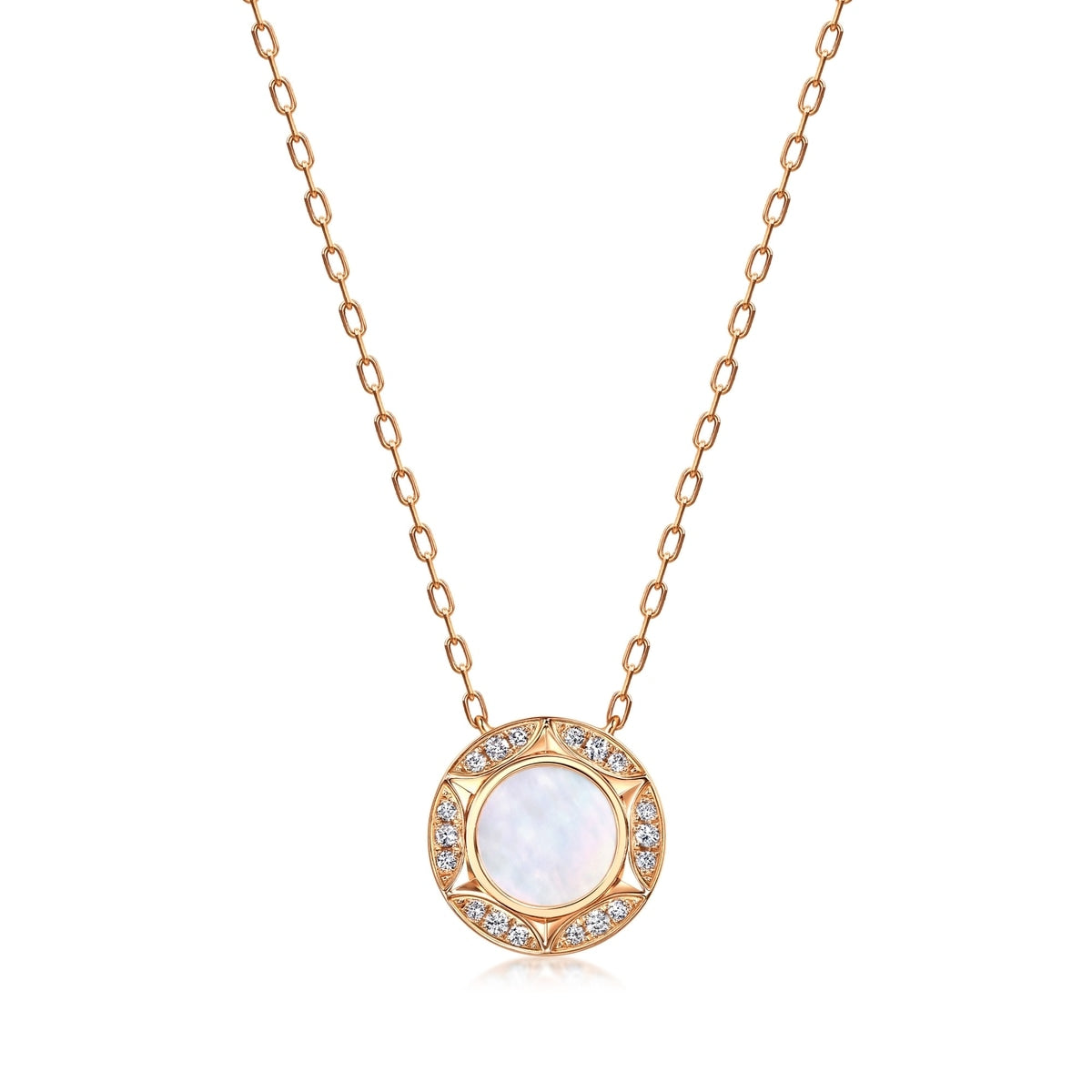 18K/750 Gold (Rose) White Mother of Pearl Necklace