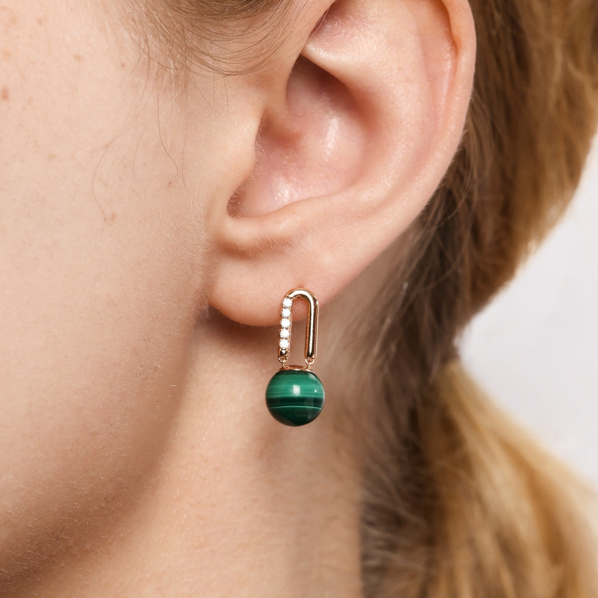 Cosmos' 18K Rose Gold Malachite Earrings