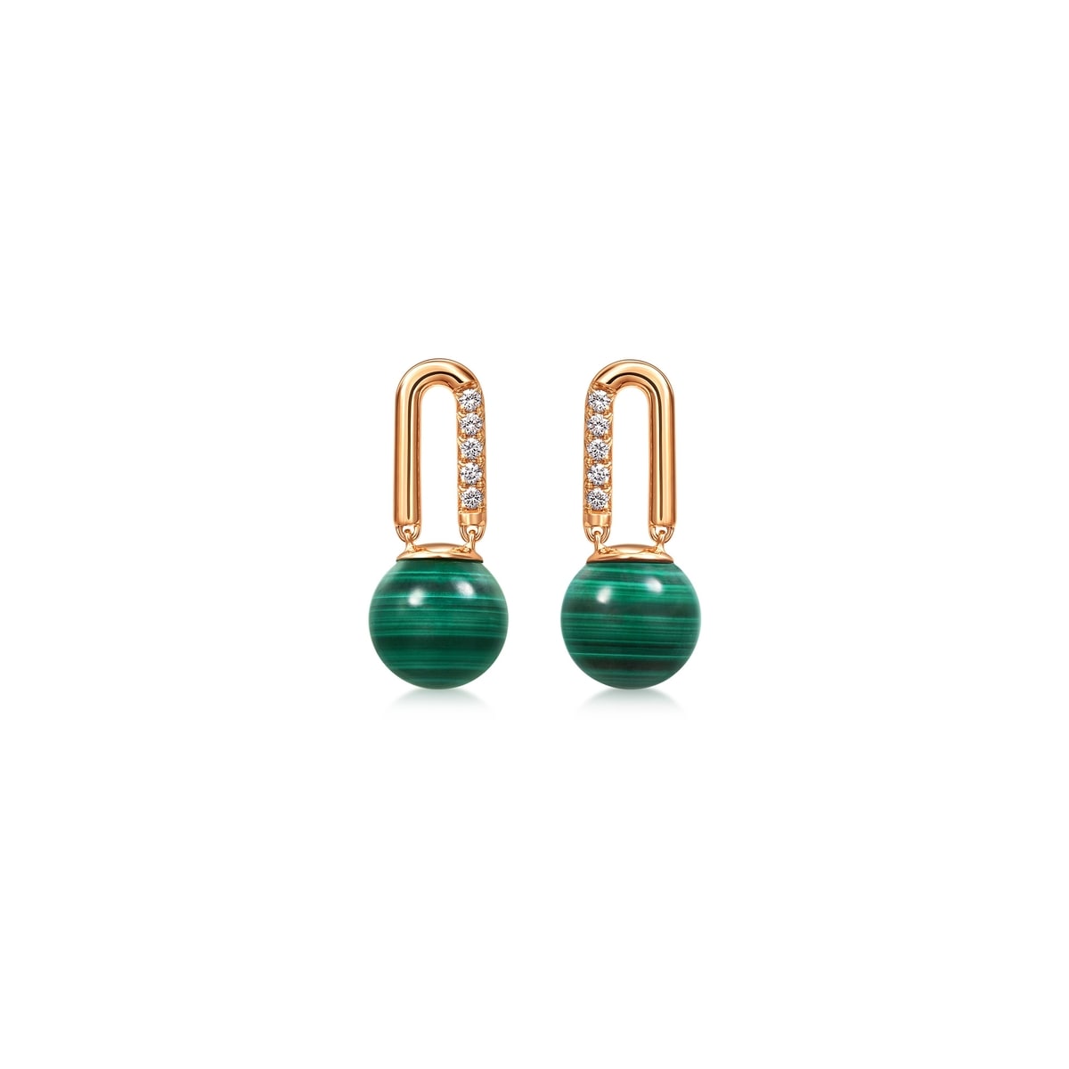 Cosmos' 18K Rose Gold Malachite Earrings
