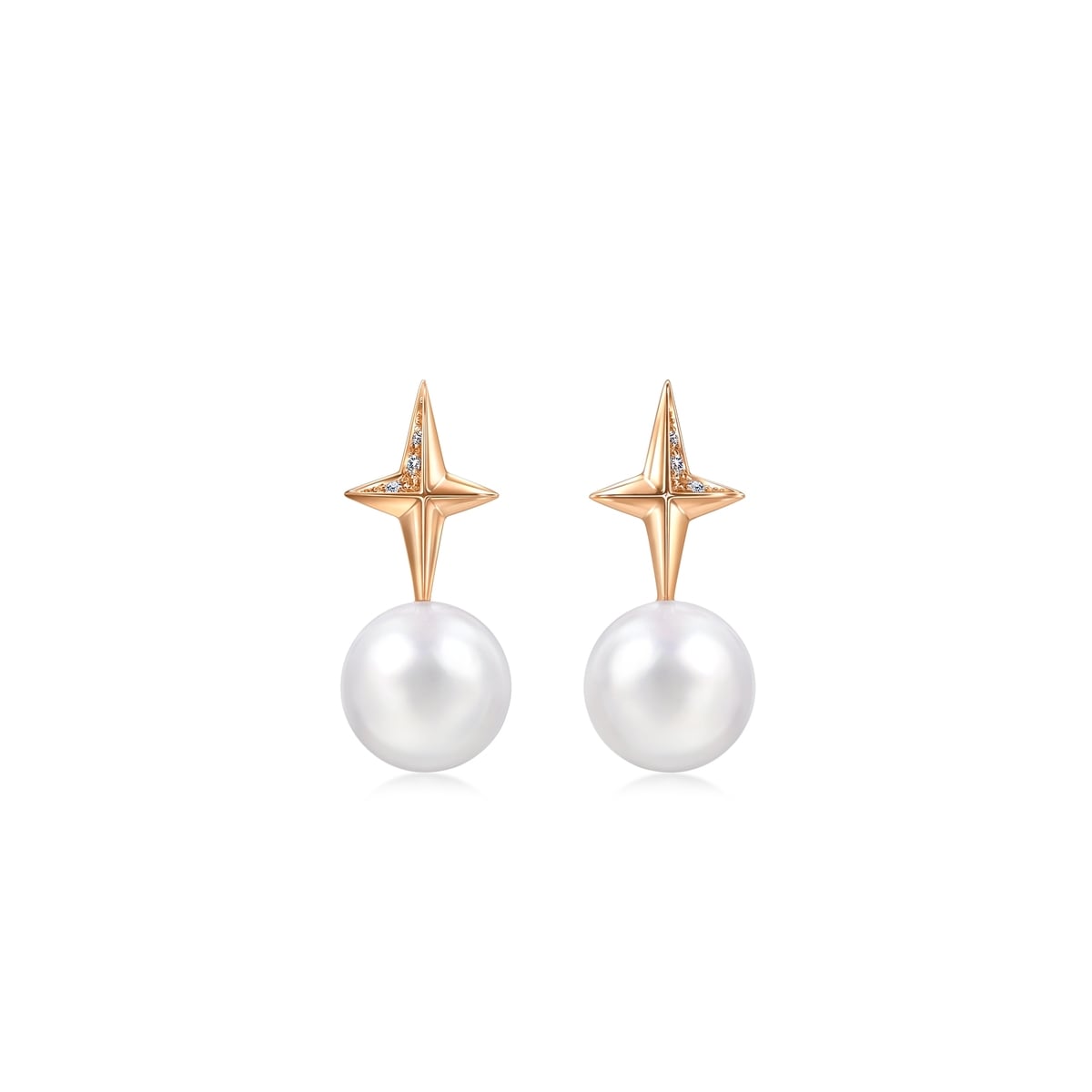 18K/750 Gold (Rose) Freshwater Cultured Pearl Earrings