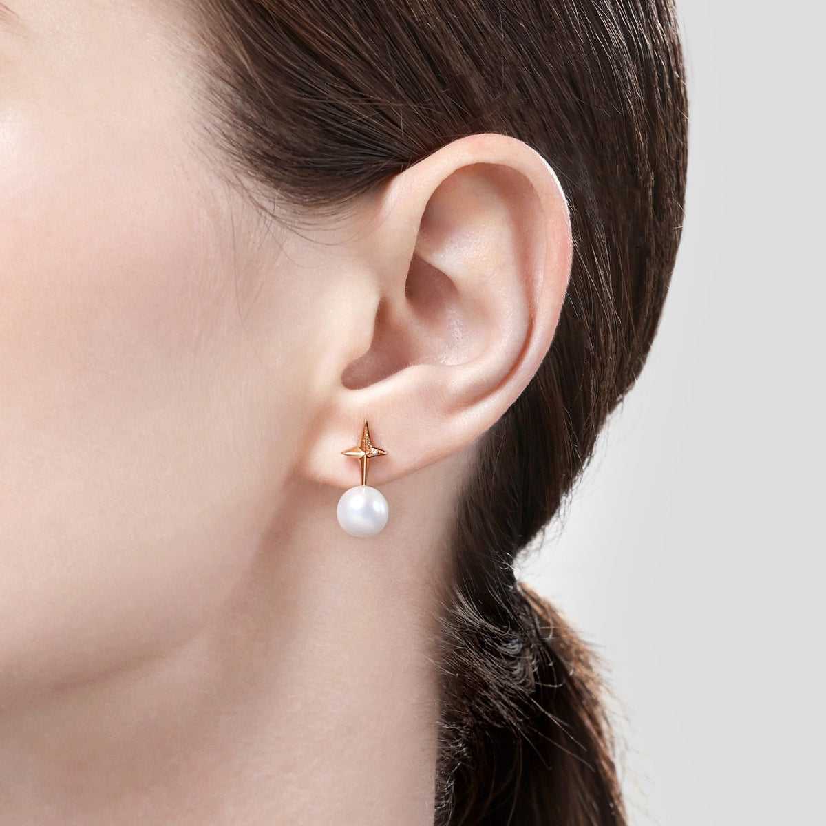 18K/750 Gold (Rose) Freshwater Cultured Pearl Earrings