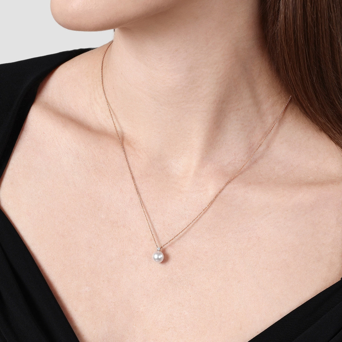 18K/750 Gold (Rose) Japan Akoya Cultured Pearl Necklace