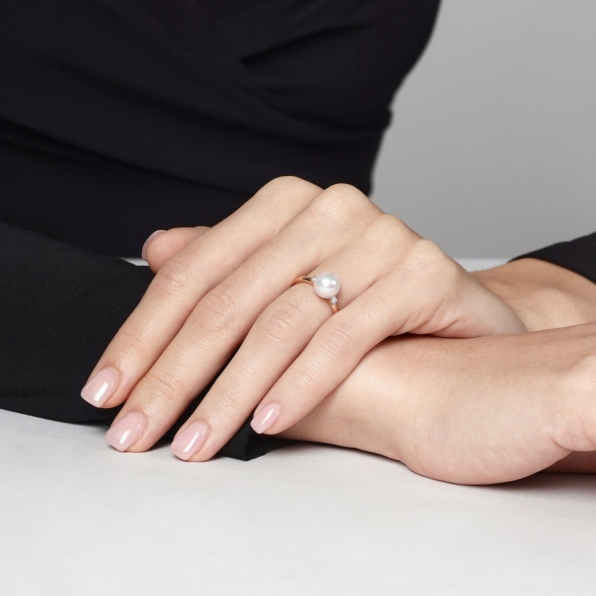 18K/750 Gold (Rose) Japan Akoya Cultured Pearl Ring