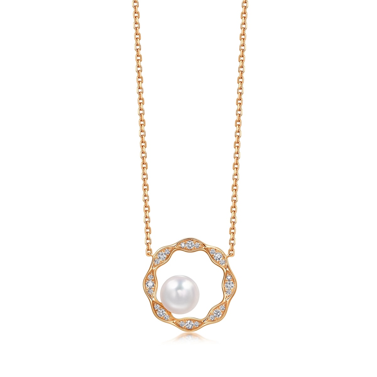 18K/750 Gold (Rose) Japan Akoya Cultured Pearl Necklace