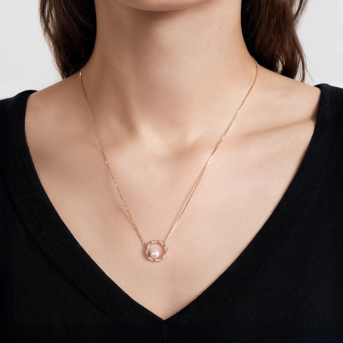18K/750 Gold (Rose) Japan Akoya Cultured Pearl Necklace