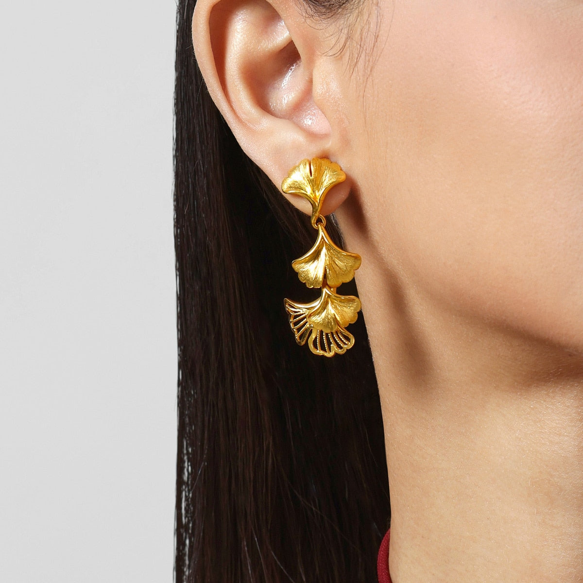 Chinese Wedding Collection 'Floral' 999 Gold Earrings
