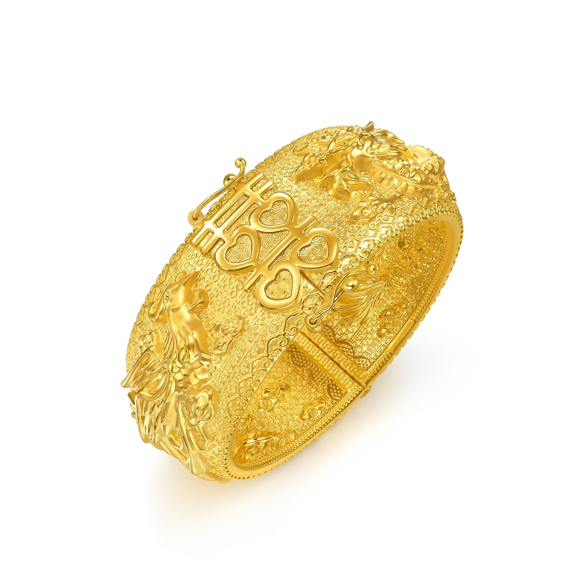 Chinese Wedding Collection 'Dragon & Phoenix' 999 Gold Bangle
