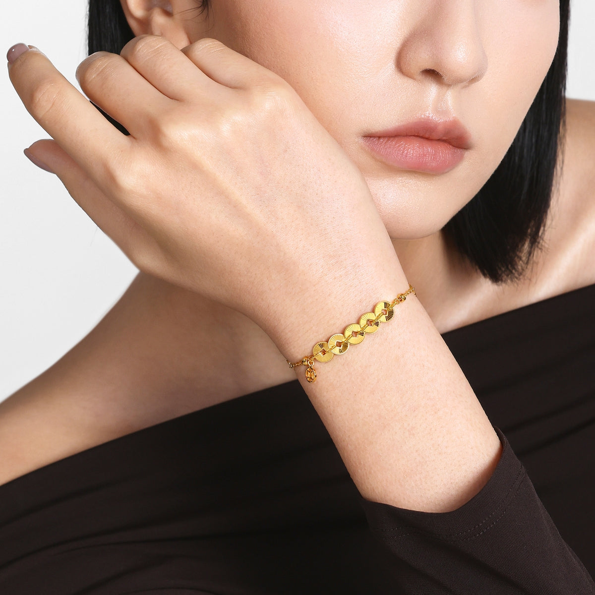 Essence 999 Gold Five Emperor Coins Bracelet