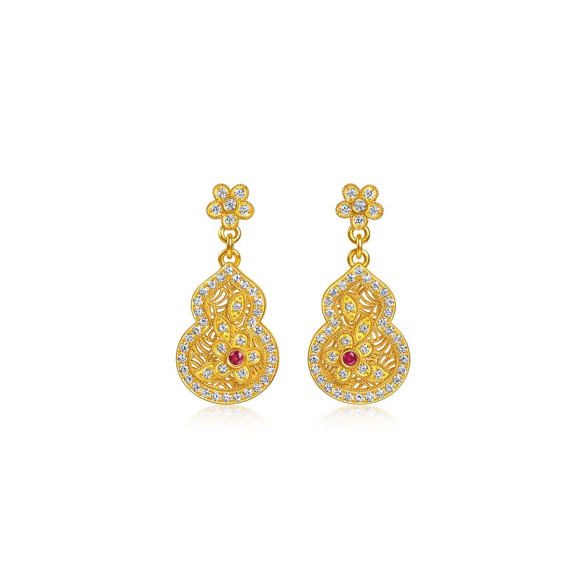 Cultural Blessings 999 Gold Diamond Earrings