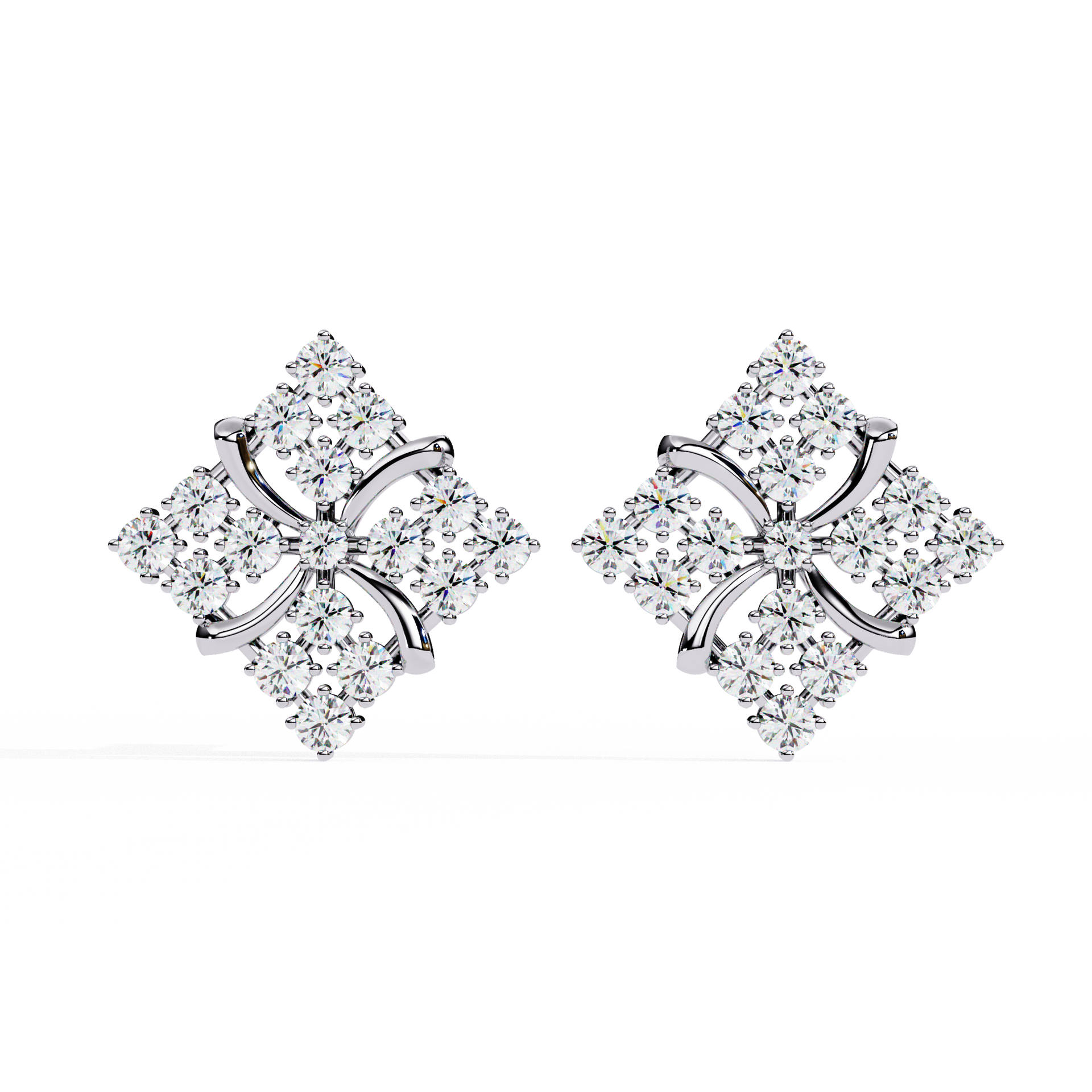 Round-Cut Lab-grown Diamond Cluster Studs in 10K White Gold