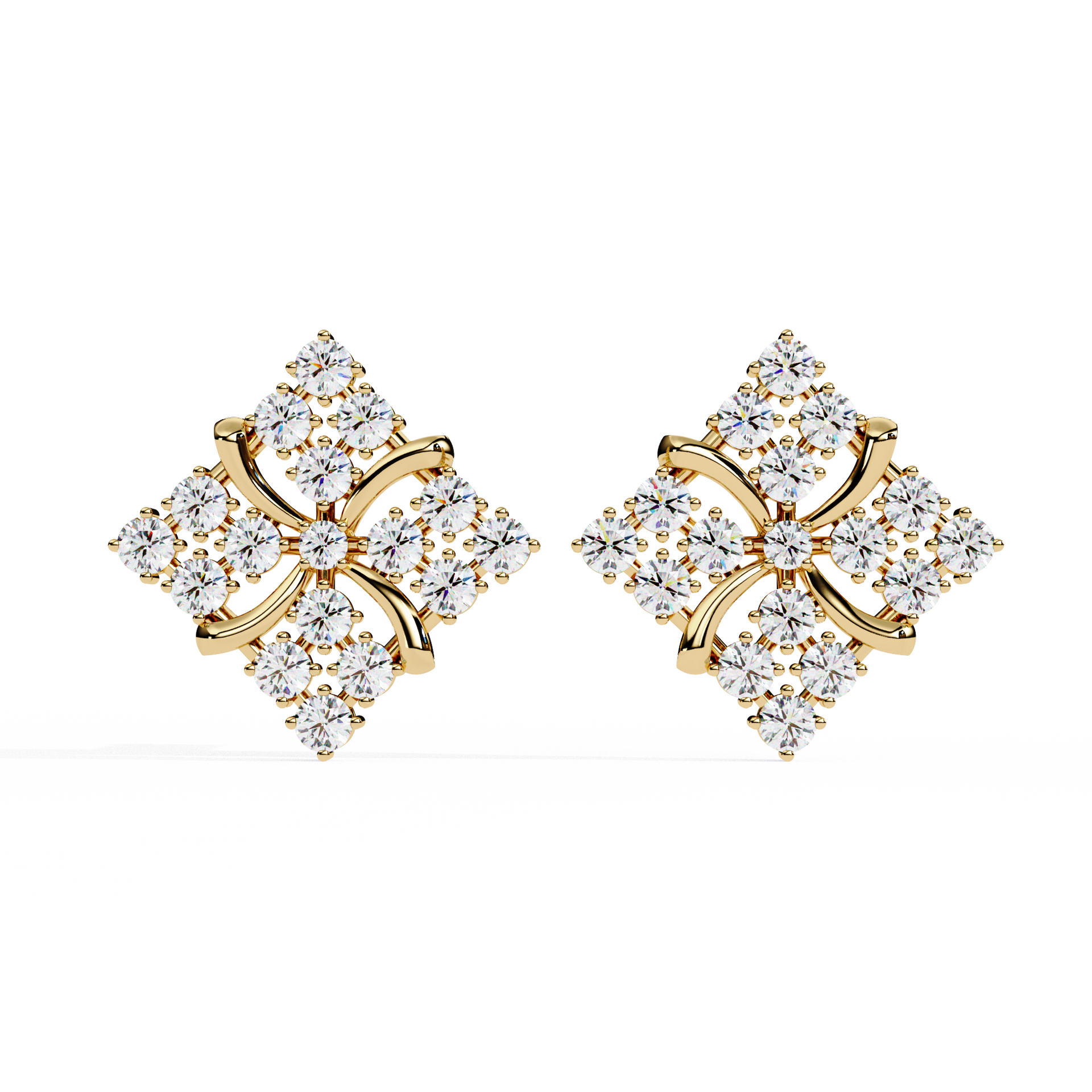 Round-Cut Lab-grown Diamond Cluster Studs in 10K White Gold