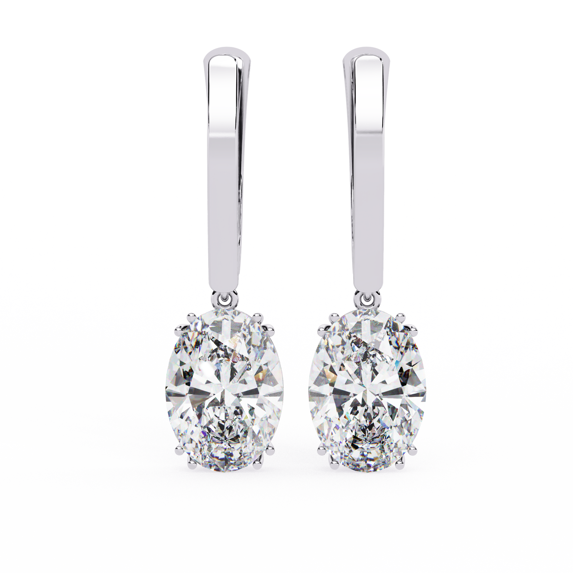 Oval-Cut Lab-grown Diamond Hoop Earrings in 10K White Gold