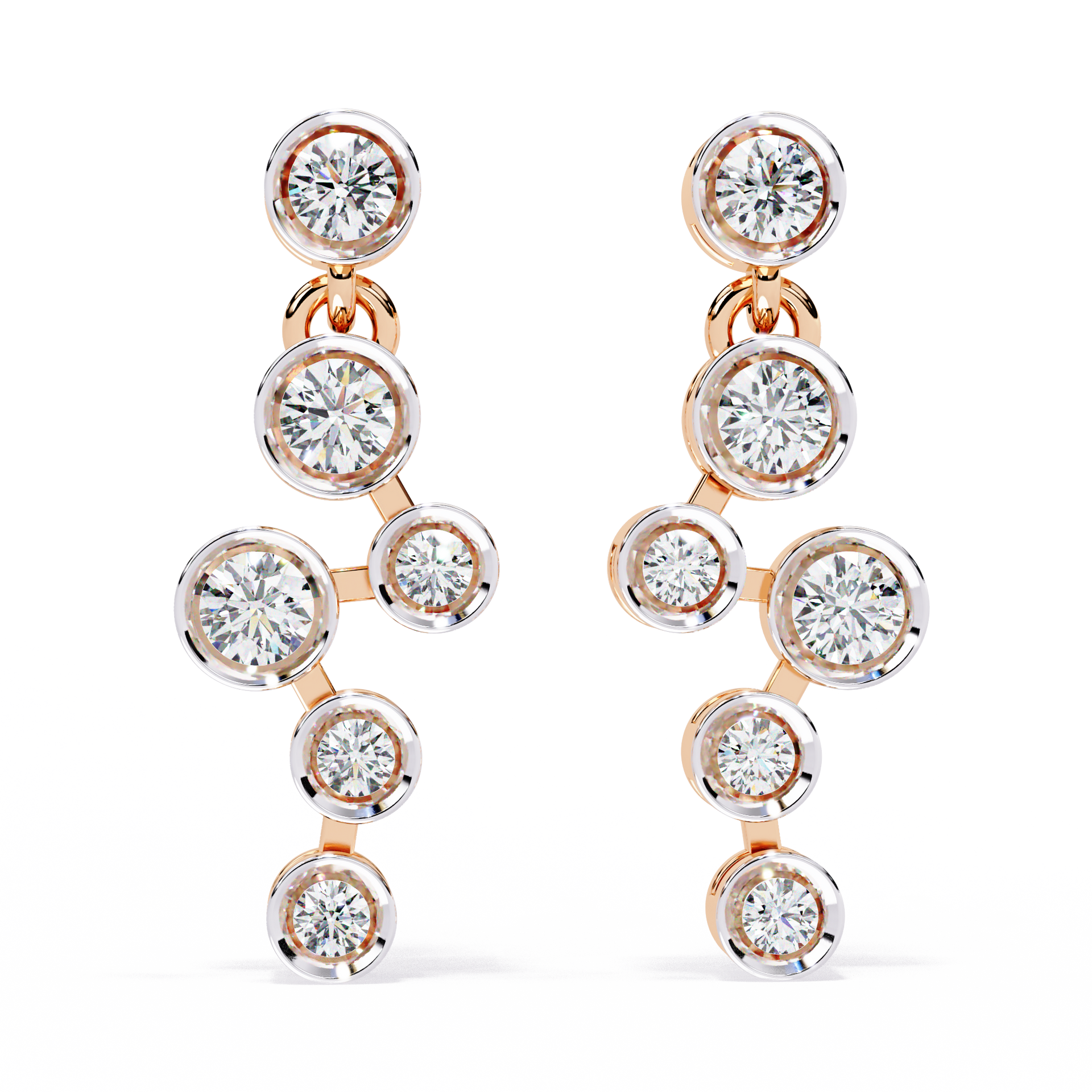 Round-Cut Lab-grown Diamond Bezel Set Earrings in 10K White Gold
