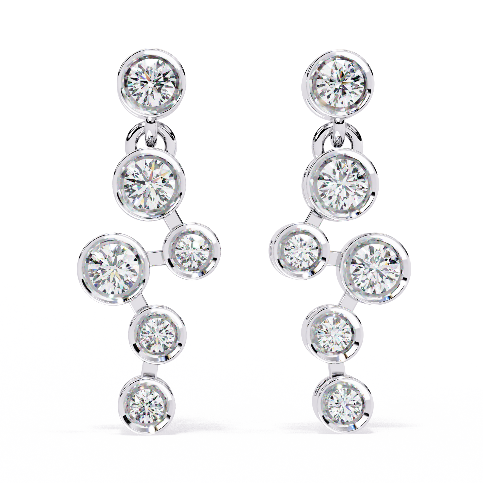Round-Cut Lab-grown Diamond Bezel Set Earrings in 10K White Gold