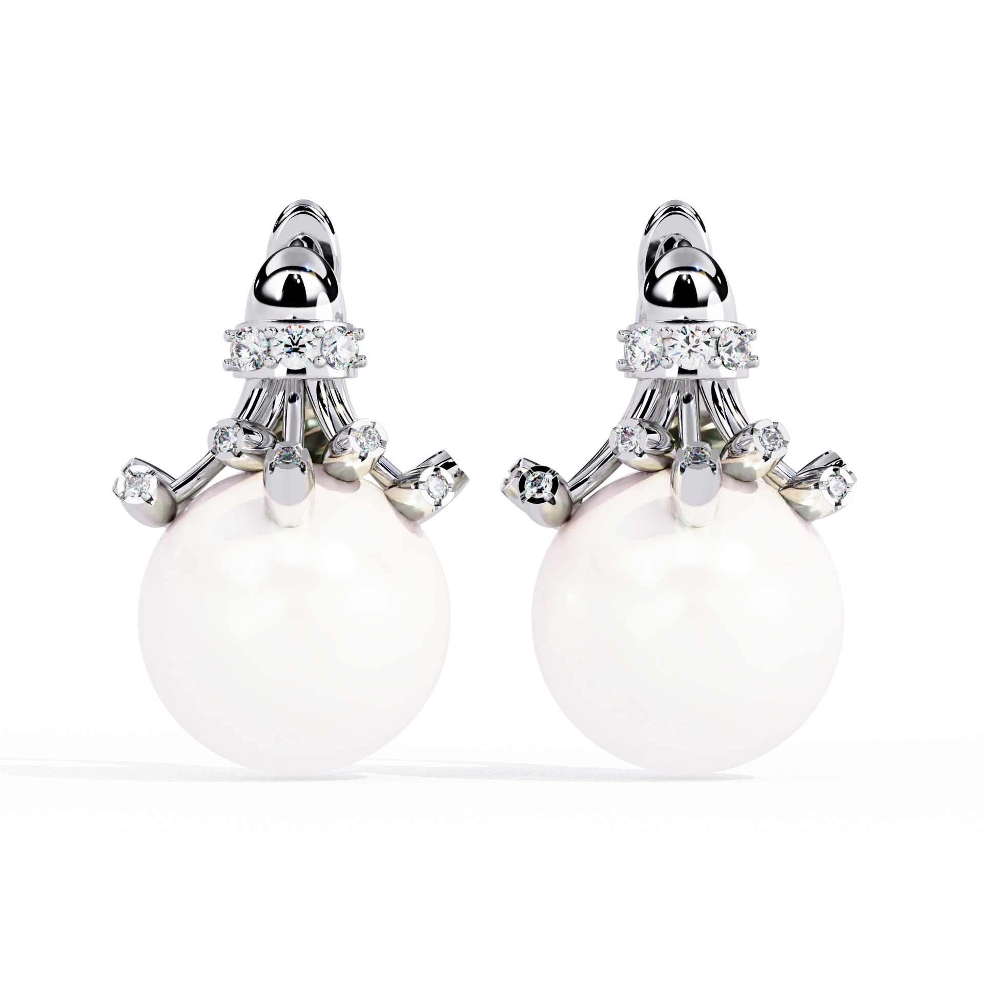 Round-Cut Lab-grown Diamond Antique Earrings in 10K White Gold