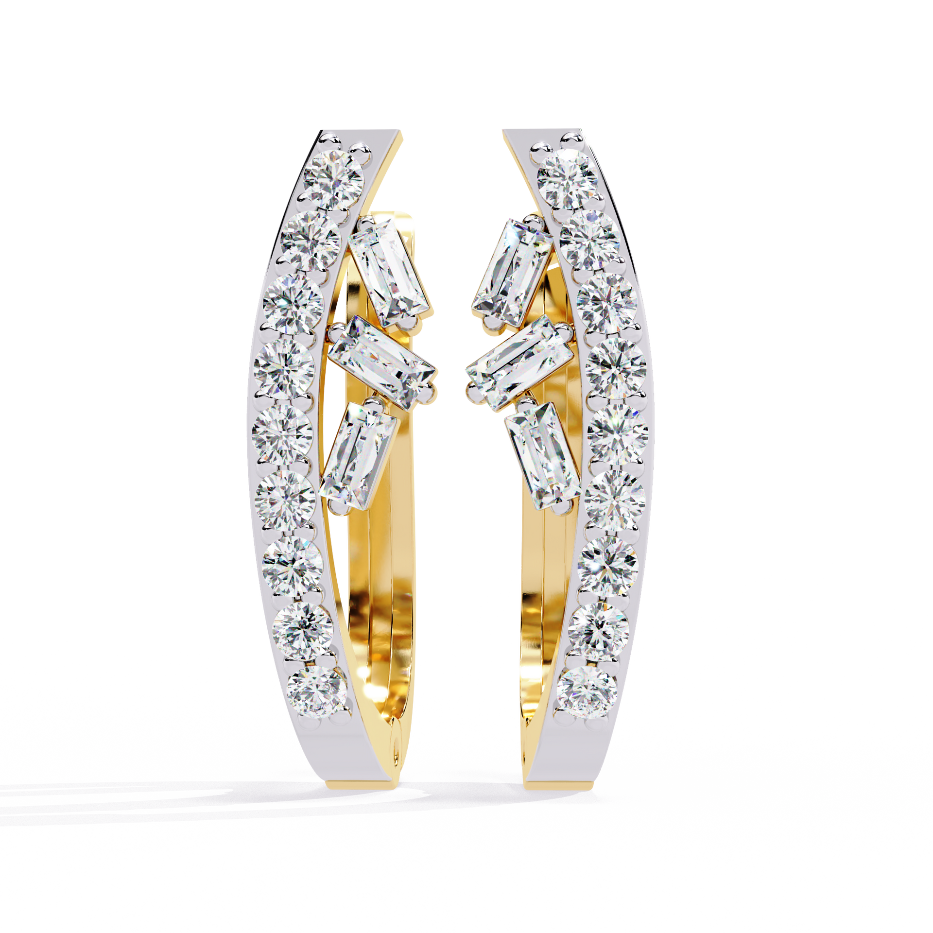 Round-Cut Lab-grown Diamond Hoop Hoop Earrings in 10K White Gold