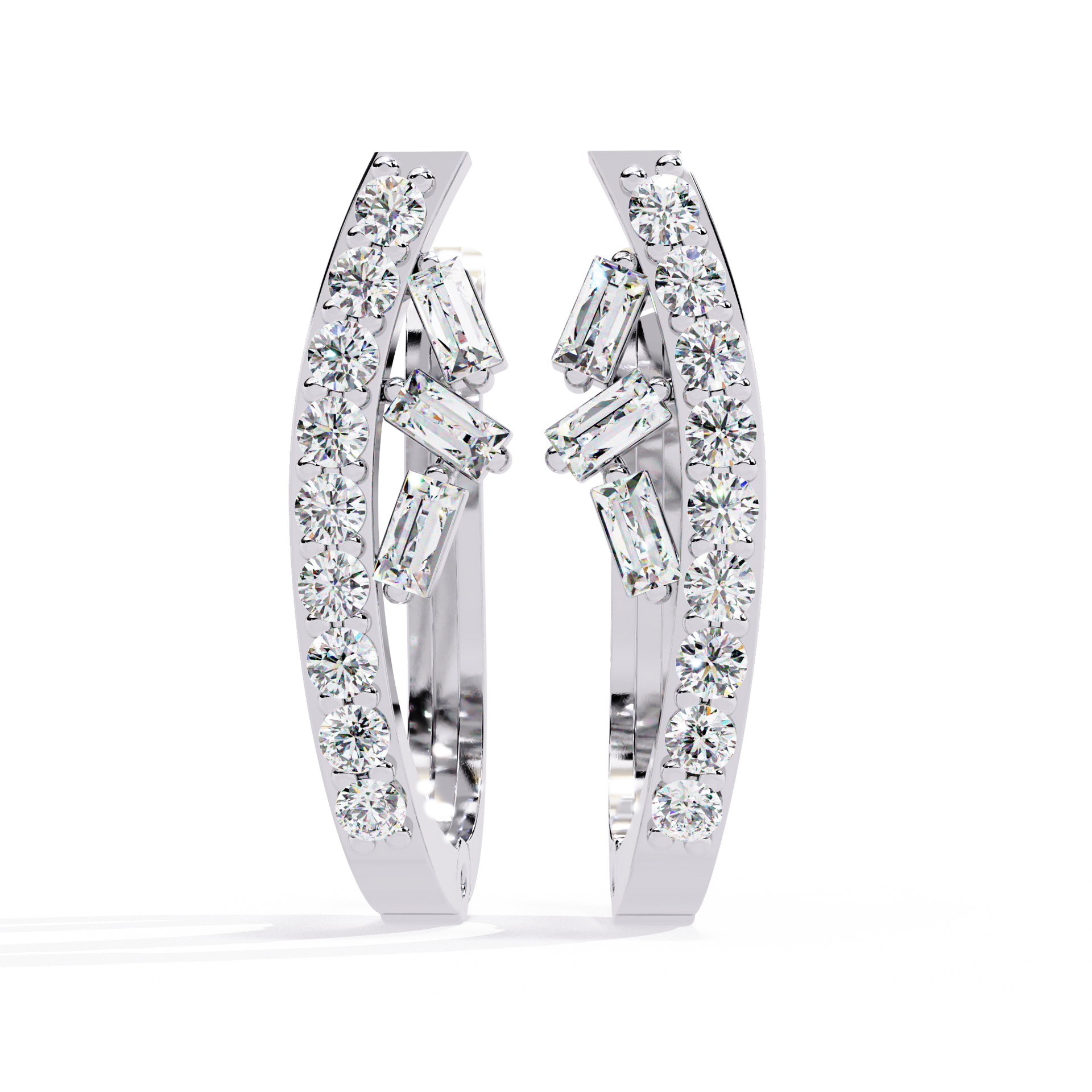 Round-Cut Lab-grown Diamond Hoop Hoop Earrings in 10K White Gold