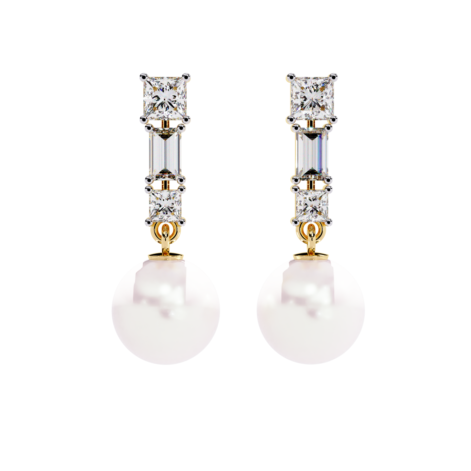 Princess-Cut Lab-grown Diamond Drop Earrings in 10K White Gold