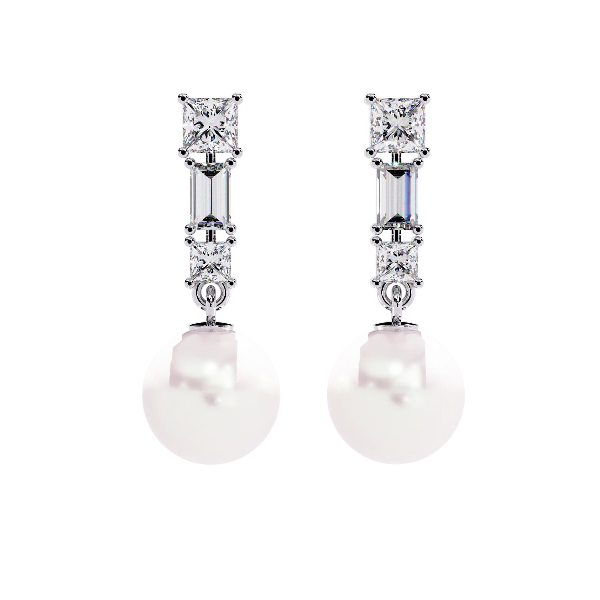 Princess-Cut Lab-grown Diamond Drop Earrings in 10K White Gold