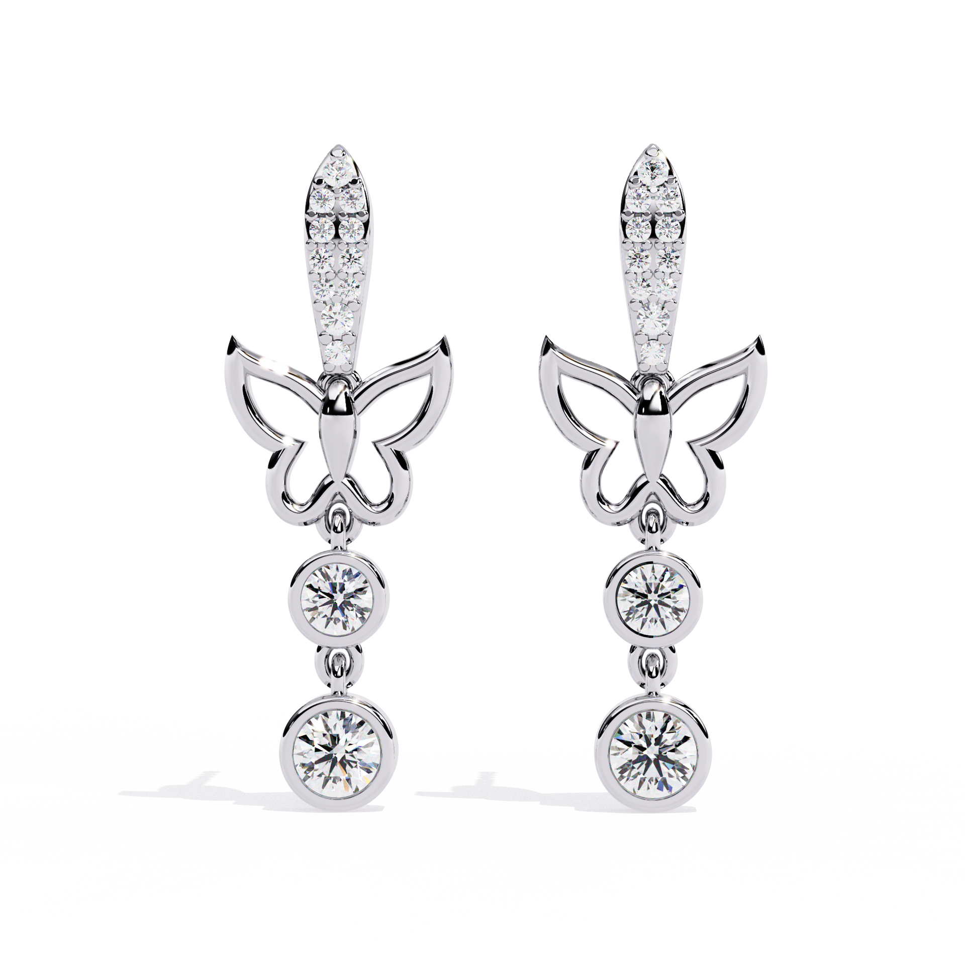 Round-Cut Lab-grown Diamond Drop Earrings in 10K White Gold