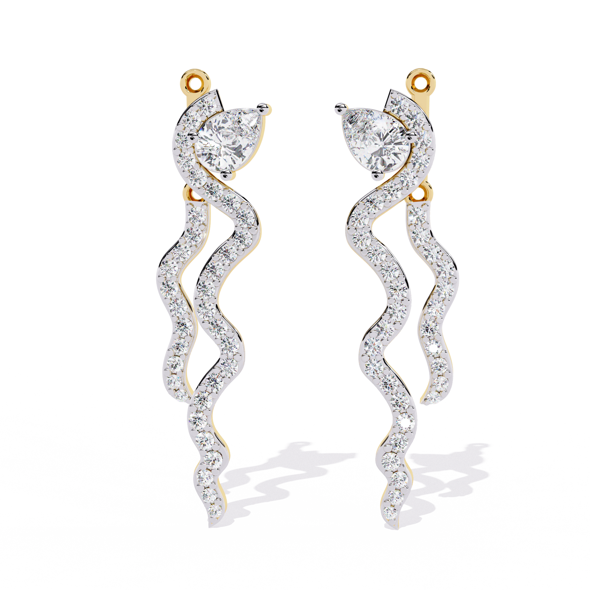 Pear-Cut Lab-grown Diamond Antique Drop Earrings in 10K White Gold