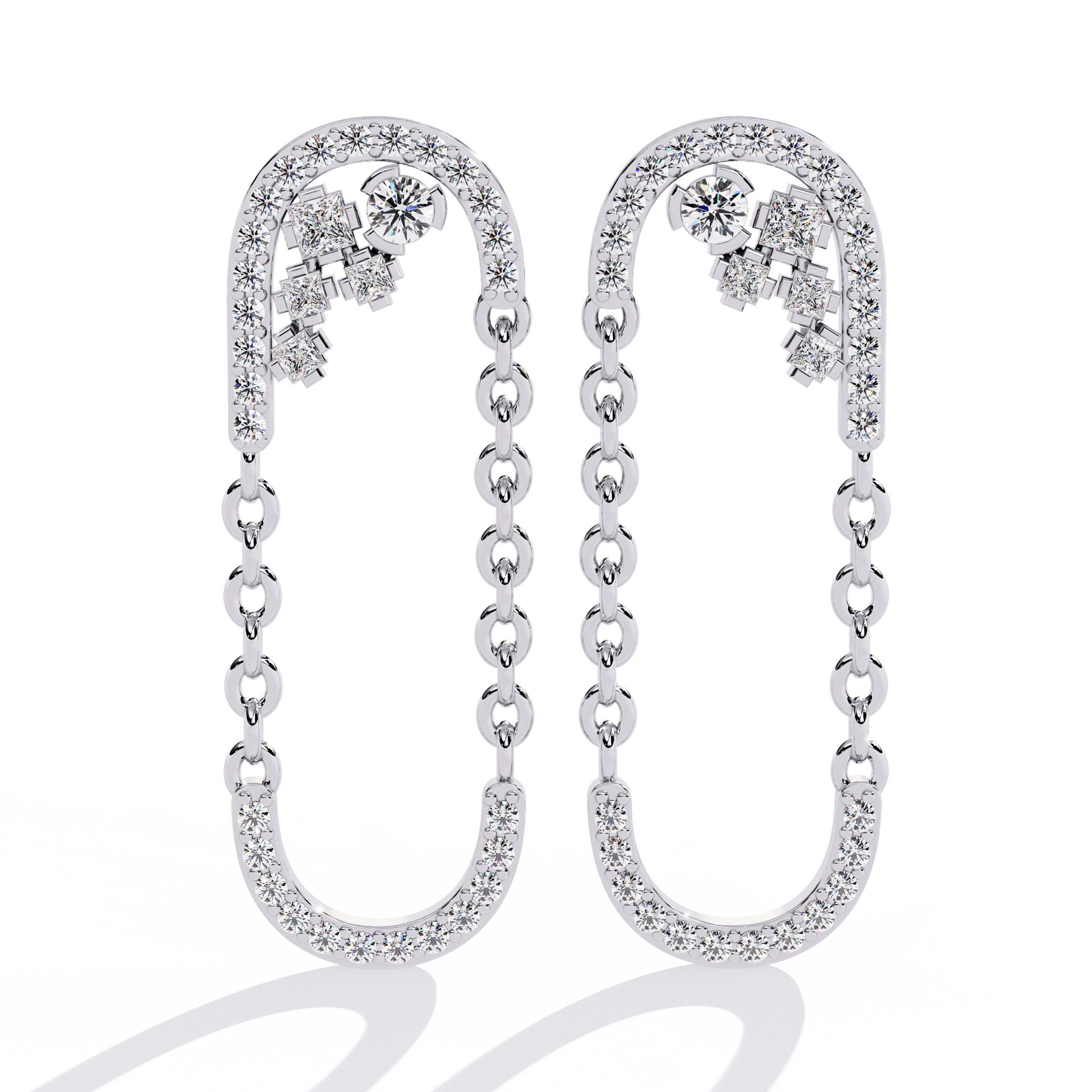 Round-Cut Lab-grown Diamond Floral Earrings in 10K White Gold