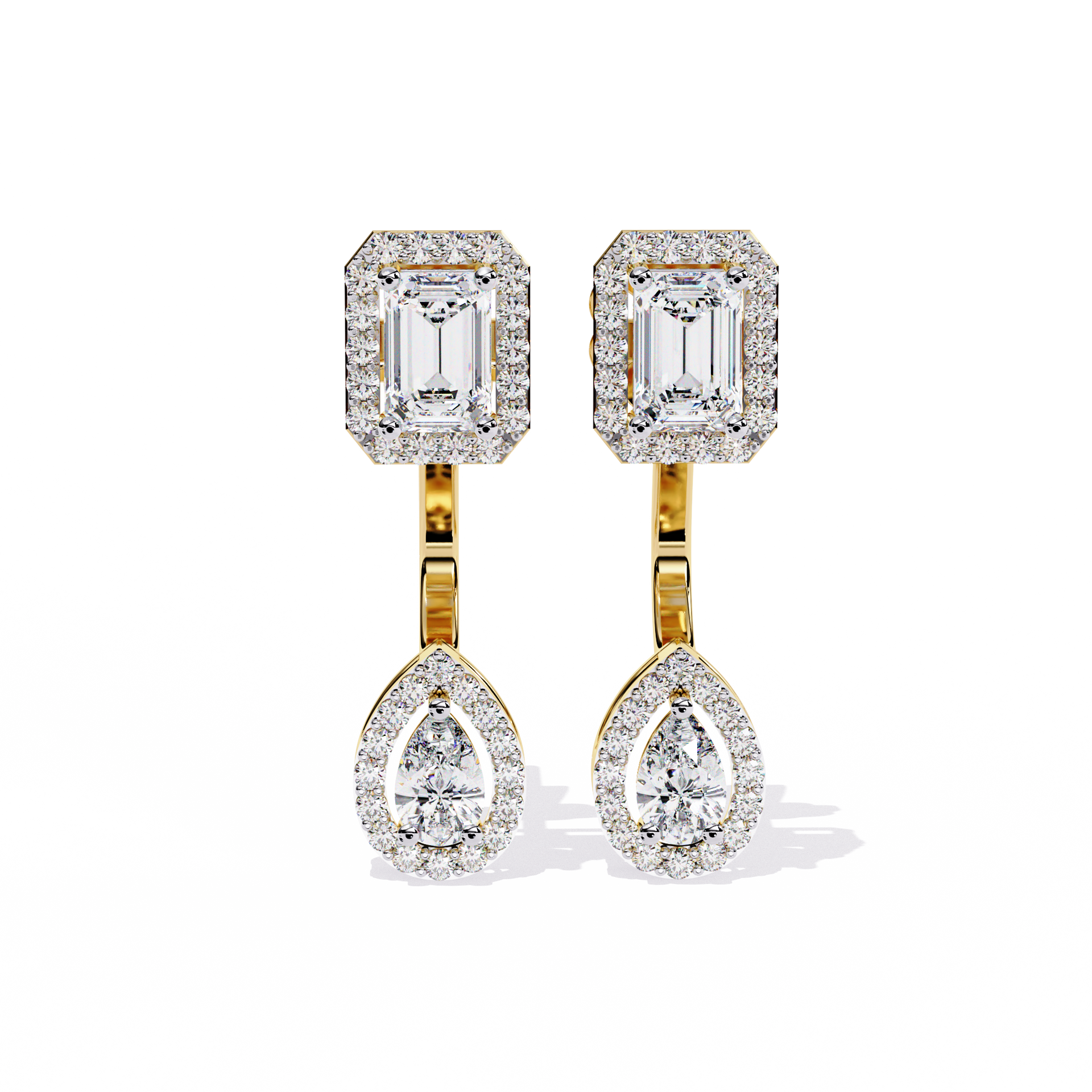 Emerald-Cut Lab-grown Diamond Drop Earrings in 10K White Gold