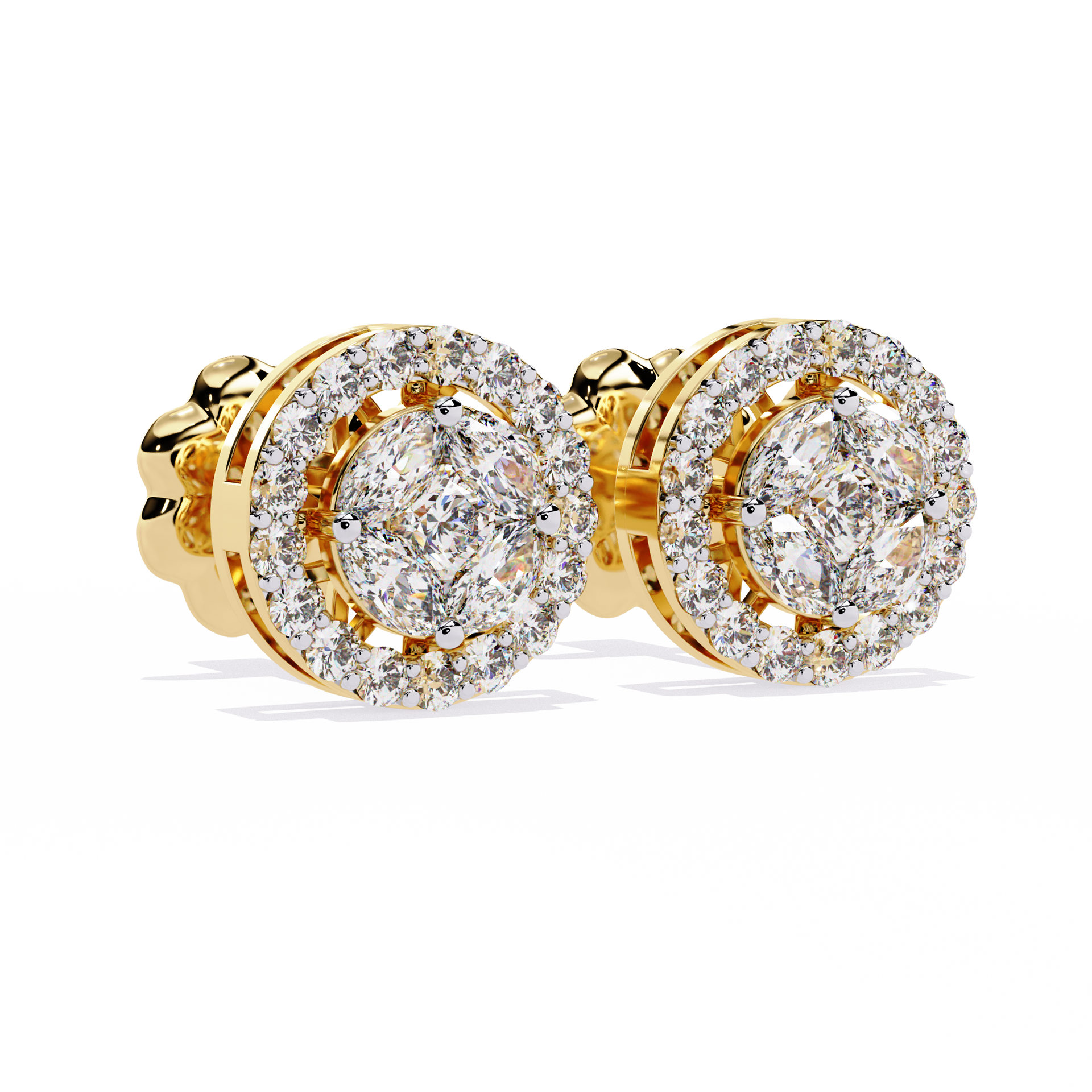 Round-Cut Lab-grown Diamond Halo Studs in 10K White Gold