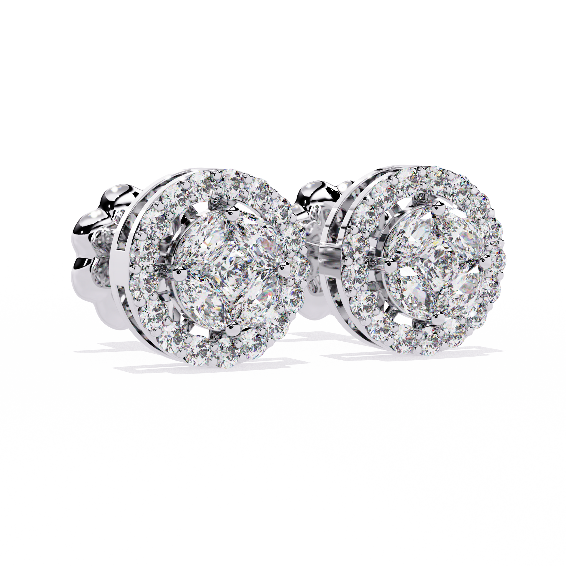Round-Cut Lab-grown Diamond Halo Studs in 10K White Gold