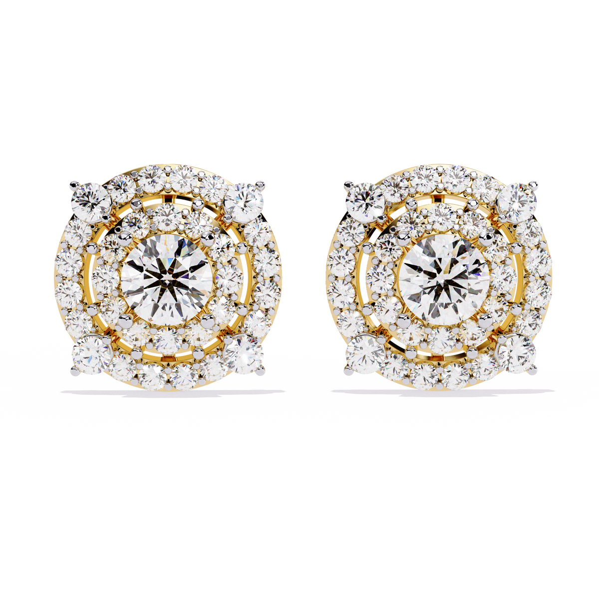 Round-Cut Lab-grown Diamond Cluster Studs in 10K White Gold