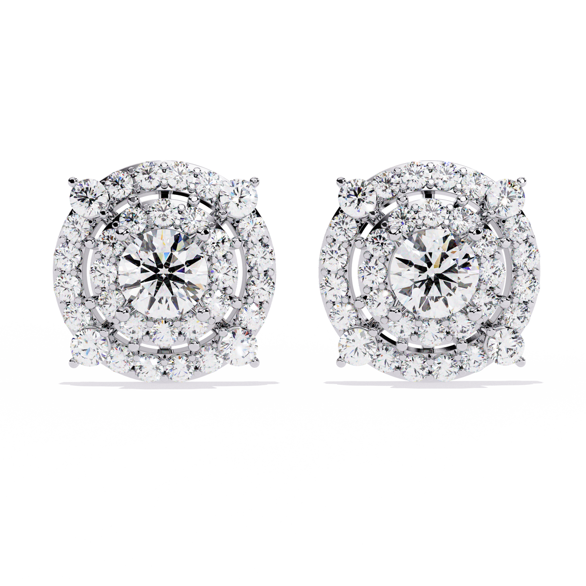 Round-Cut Lab-grown Diamond Cluster Studs in 10K White Gold