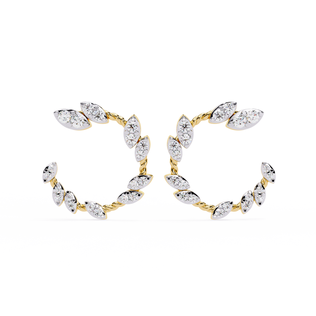 Round-Cut Lab-grown Diamond Hoop Studs in 10K White Gold