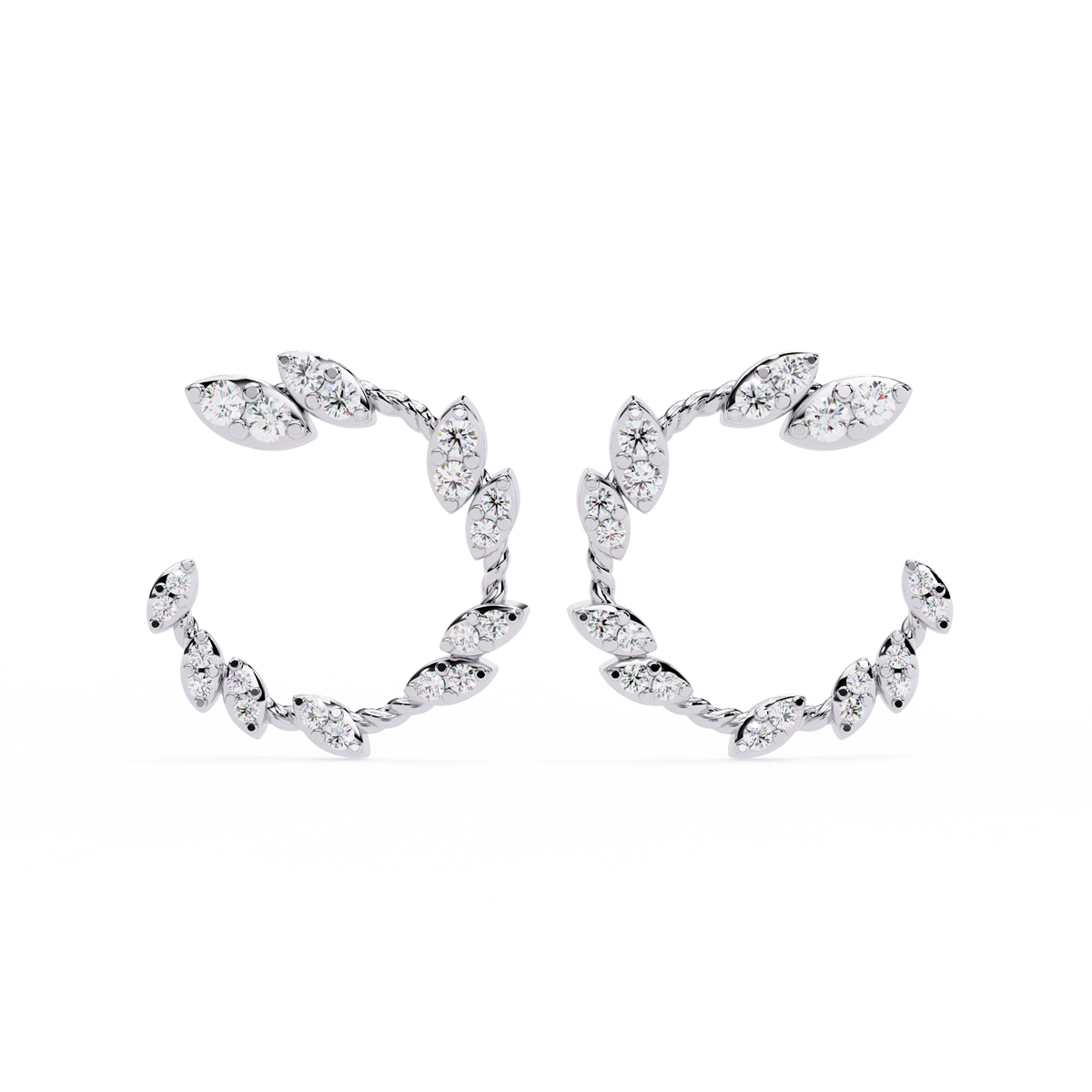 Round-Cut Lab-grown Diamond Hoop Studs in 10K White Gold