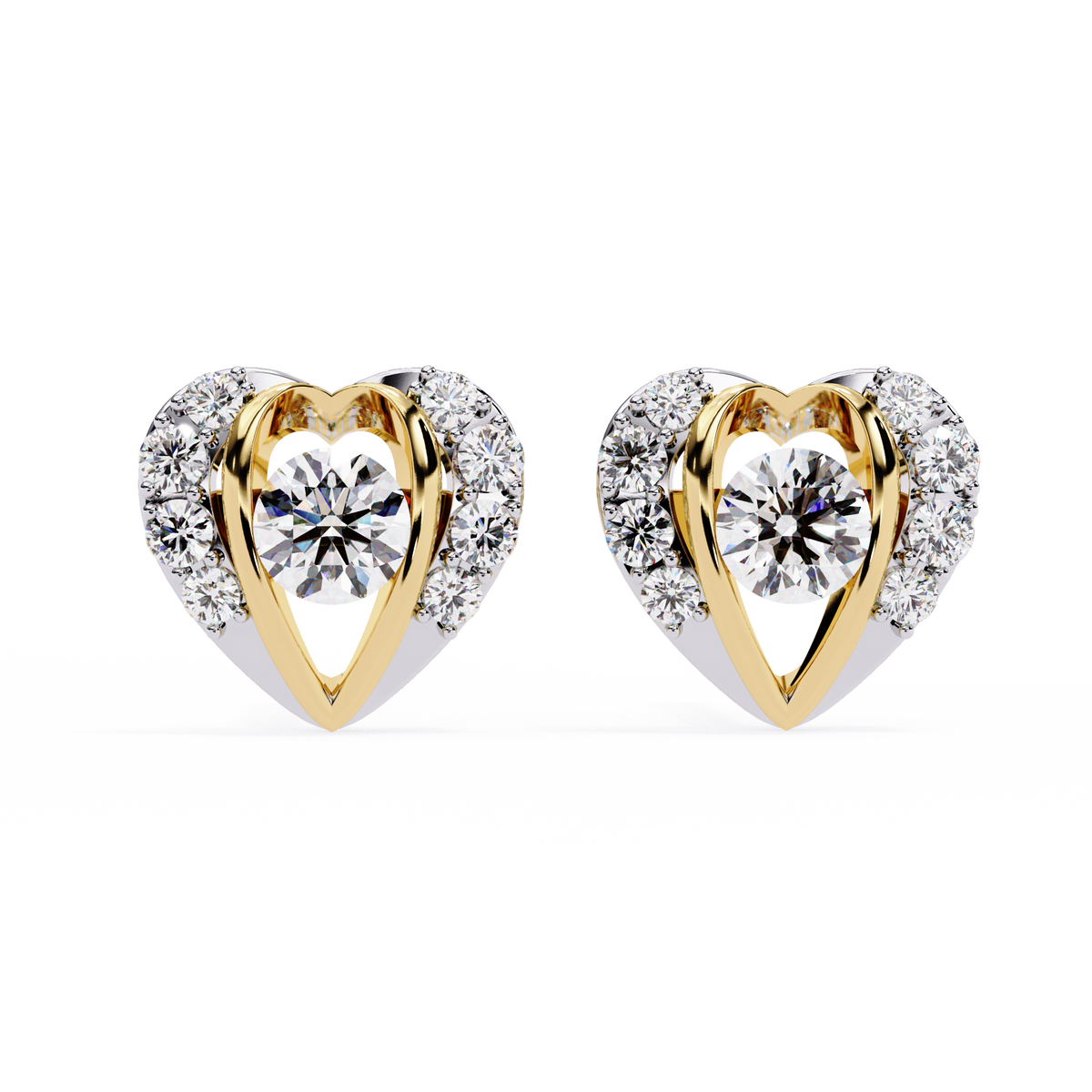 Heart-Cut Lab-grown Diamond Vintage Studs in 10K White Gold
