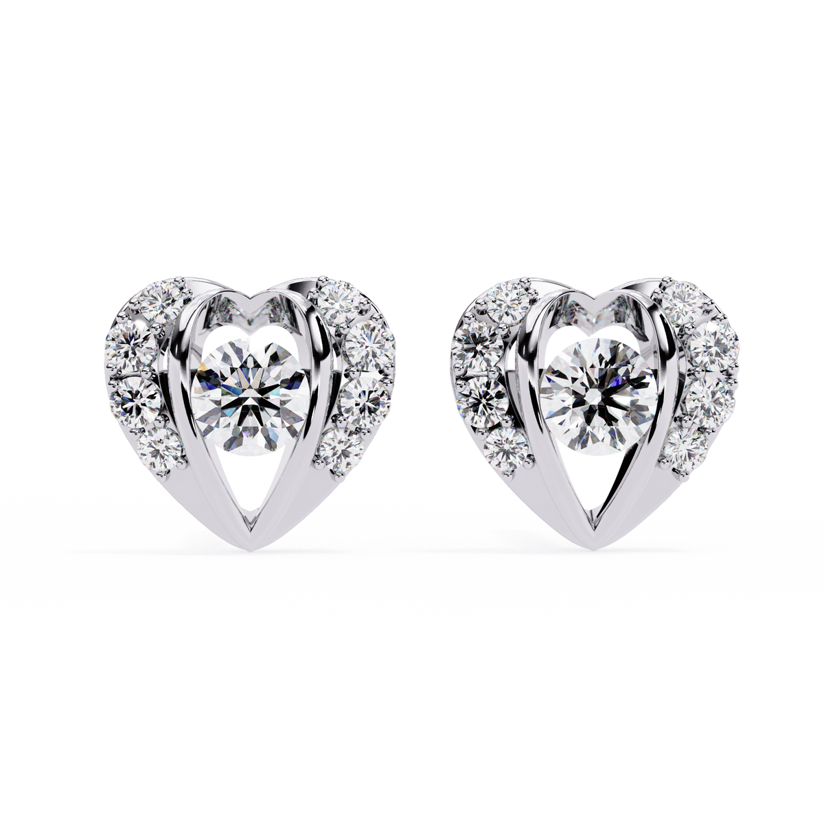 Heart-Cut Lab-grown Diamond Vintage Studs in 10K White Gold
