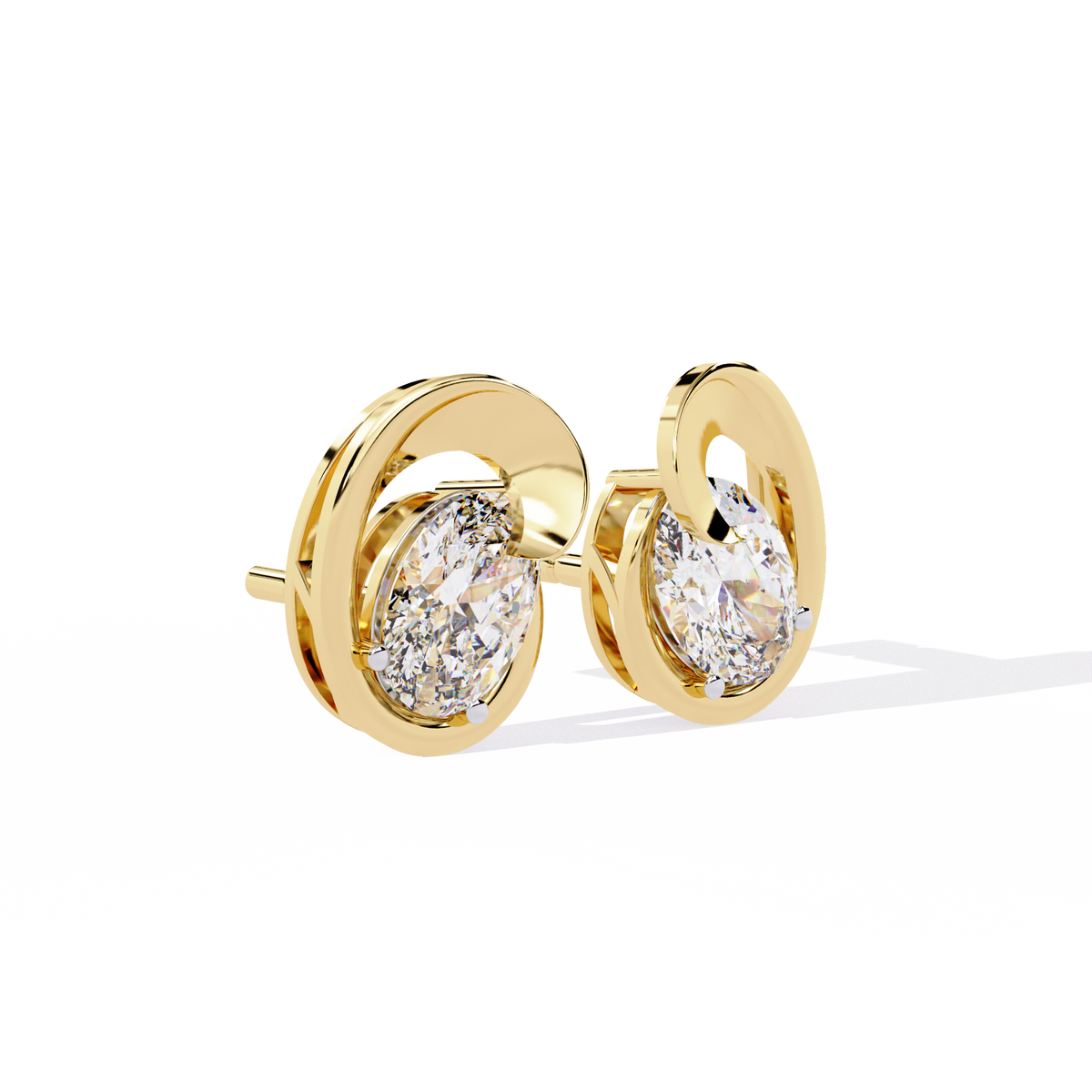 Oval-Cut Lab-grown Diamond Solitaire Studs in 10K White Gold