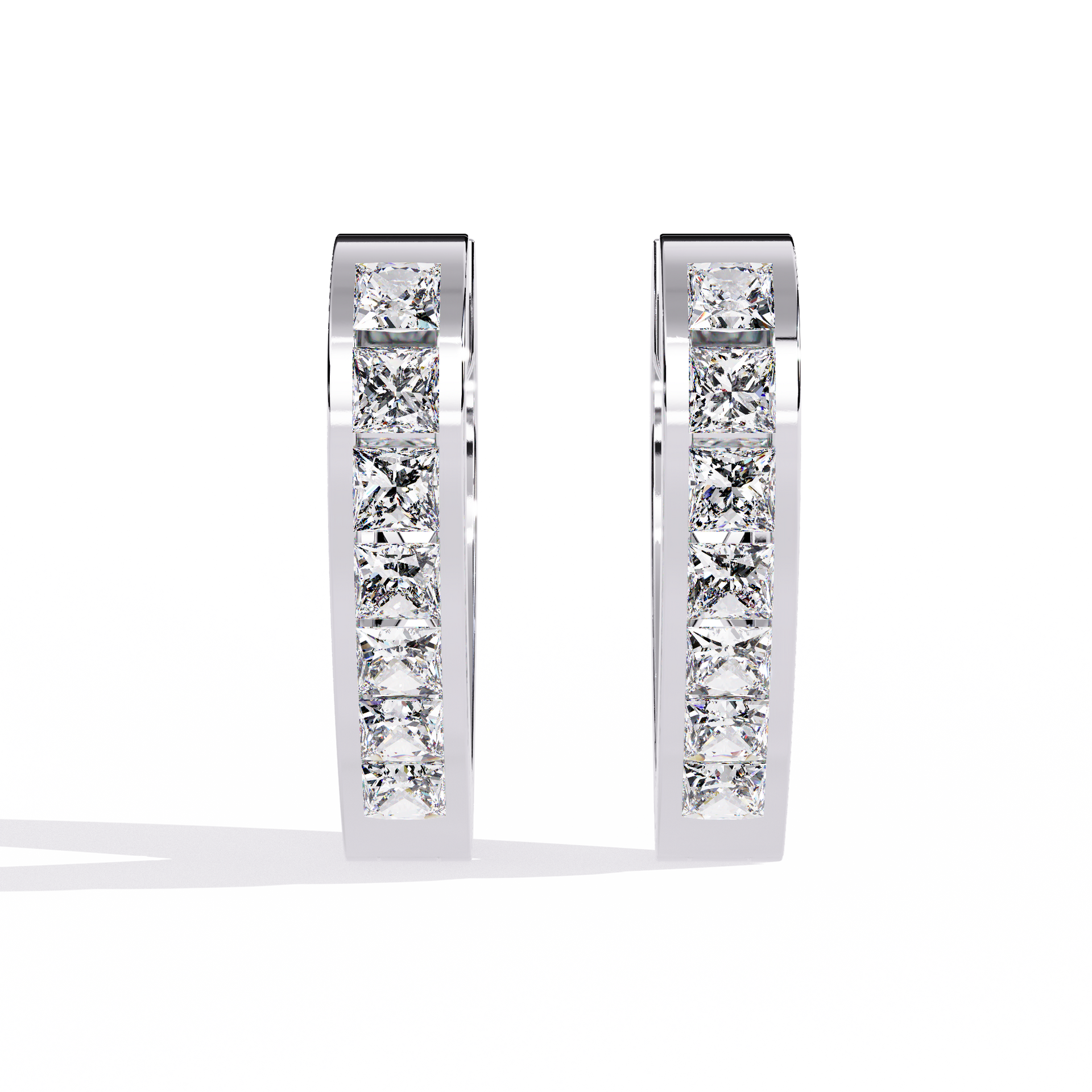 Princess-Cut Lab-grown Diamond Hoop Earrings in 10K White Gold