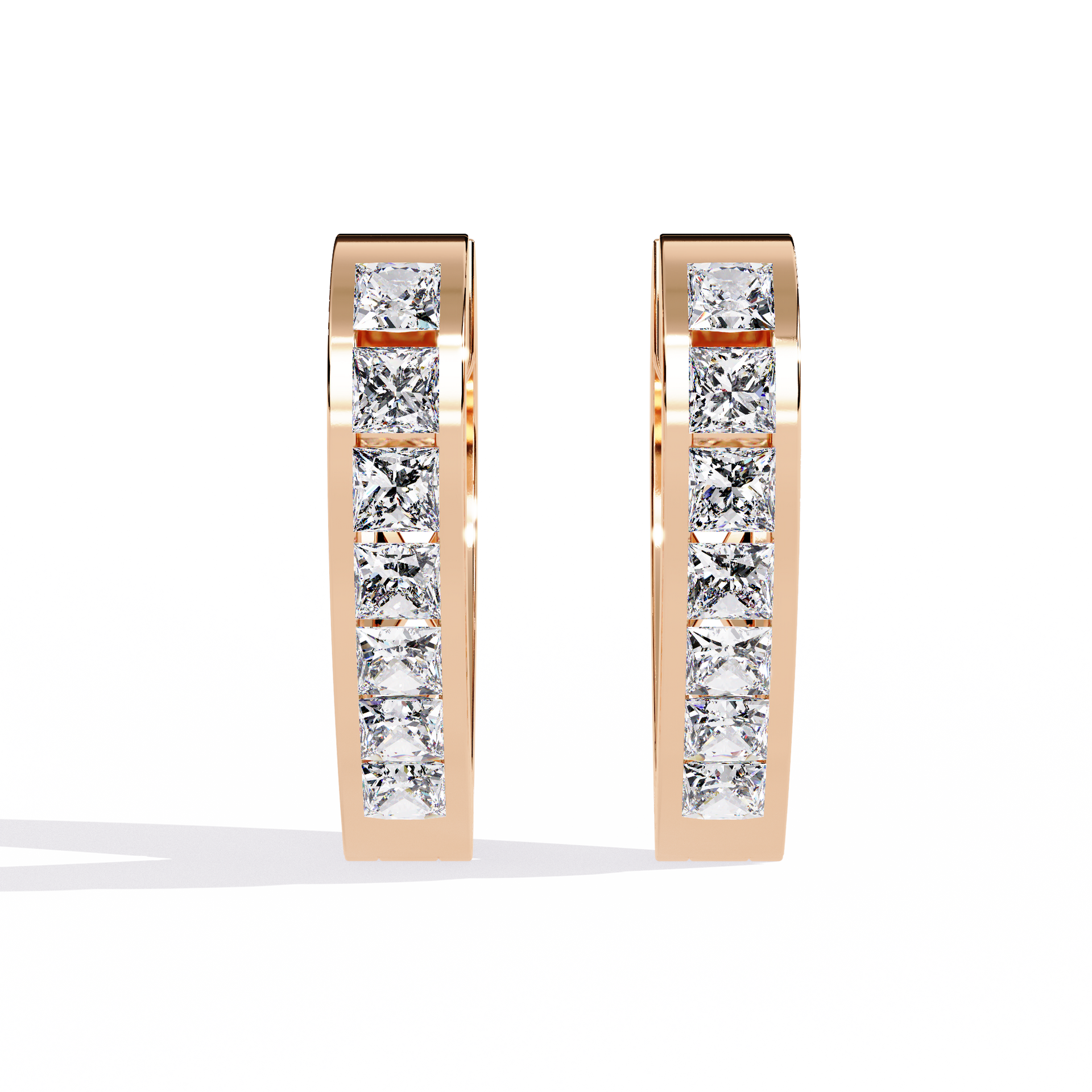 Princess-Cut Lab-grown Diamond Hoop Earrings in 10K White Gold